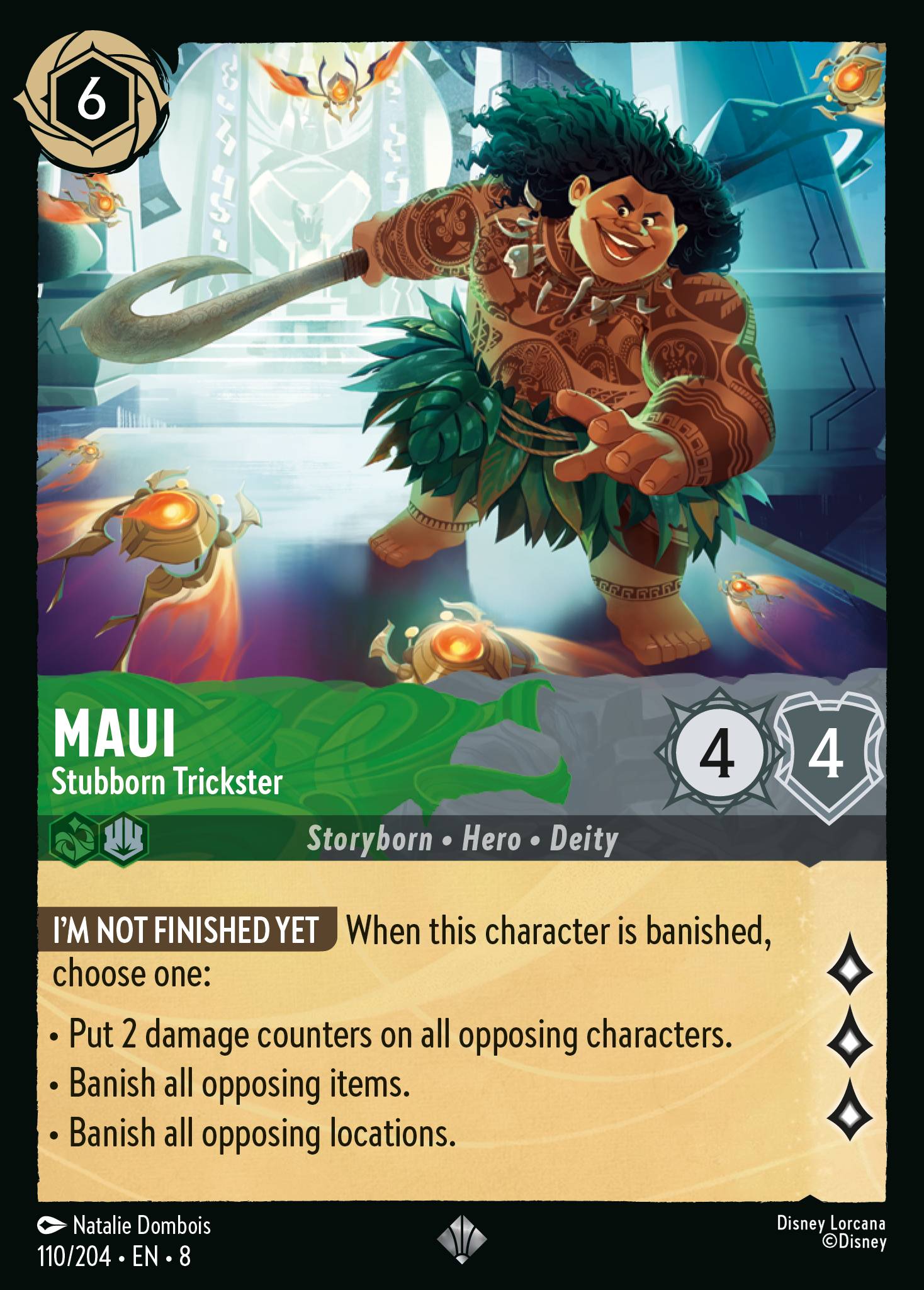 Disney Lorcana The Reign of Jafar card #110 - Maui - Stubborn Trickster (Cold Foil)