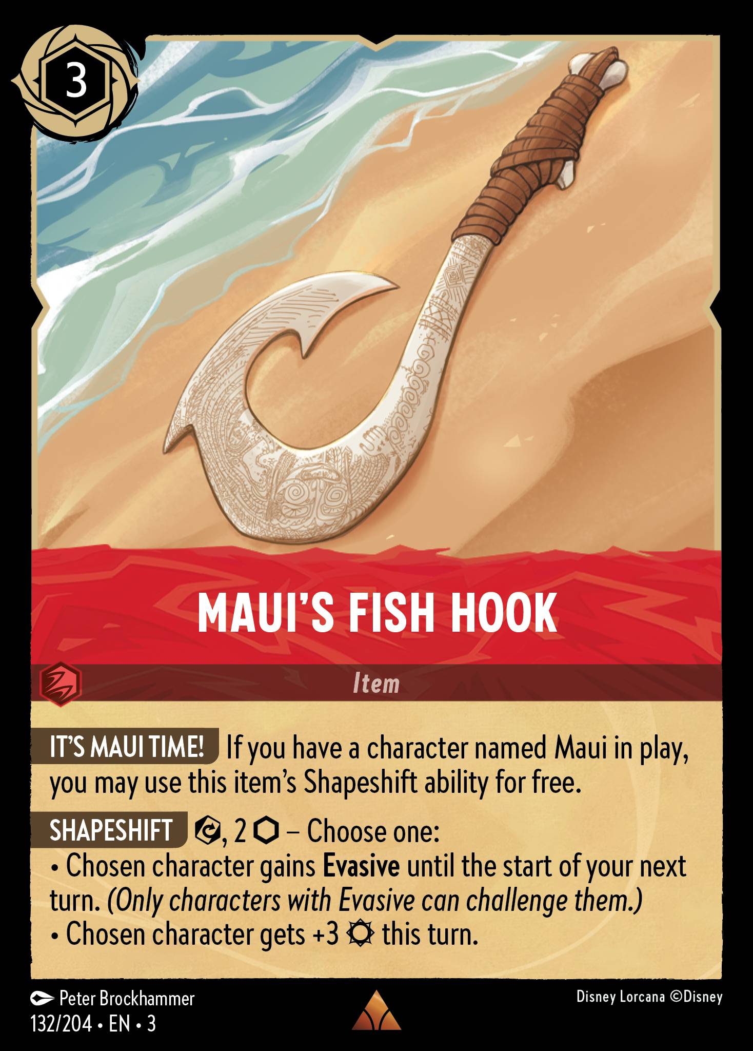 Disney Lorcana Into the Inklands card #132 - Maui's Fish Hook (Cold Foil)