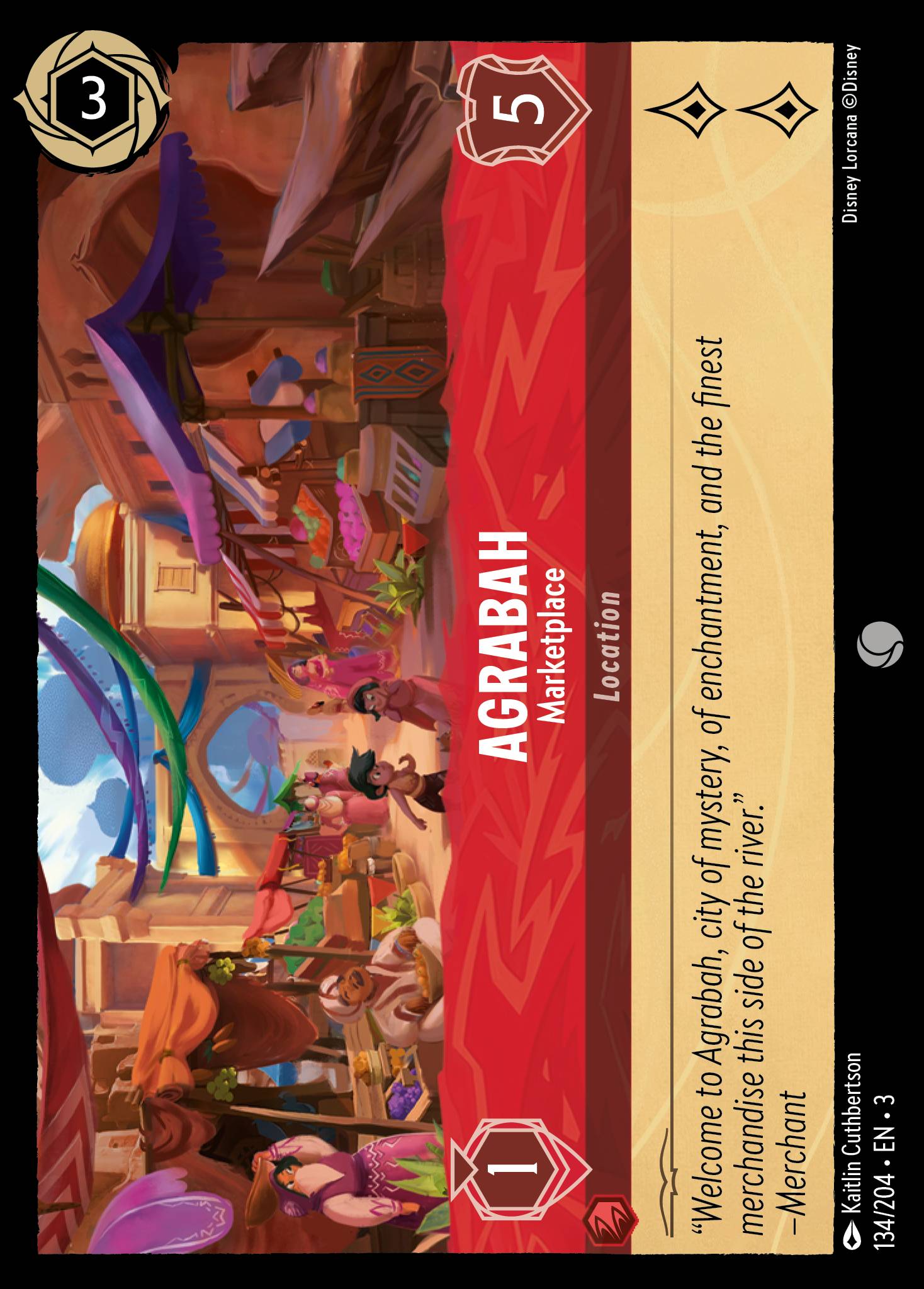 Disney Lorcana Into the Inklands card #134 - Agrabah - Marketplace (Cold Foil)