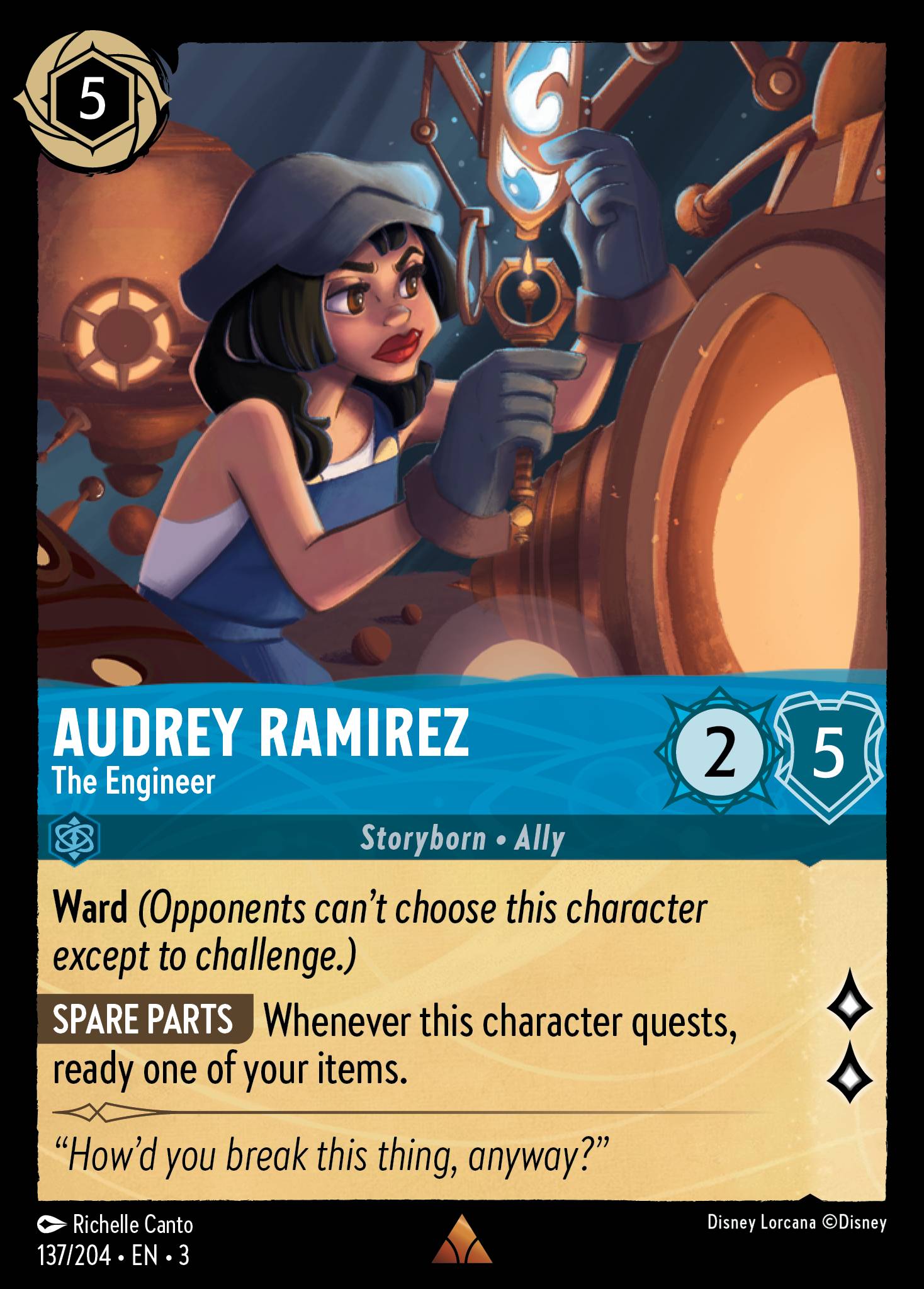 Disney Lorcana Into the Inklands card #137 - Audrey Ramirez - The Engineer (Cold Foil)