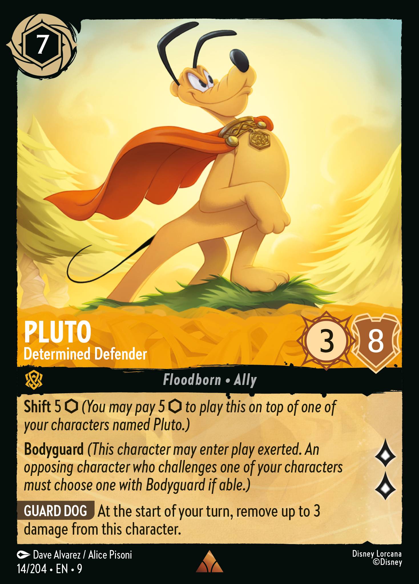 Disney Lorcana Fabled card #14 - Pluto - Determined Defender (Non-Foil)