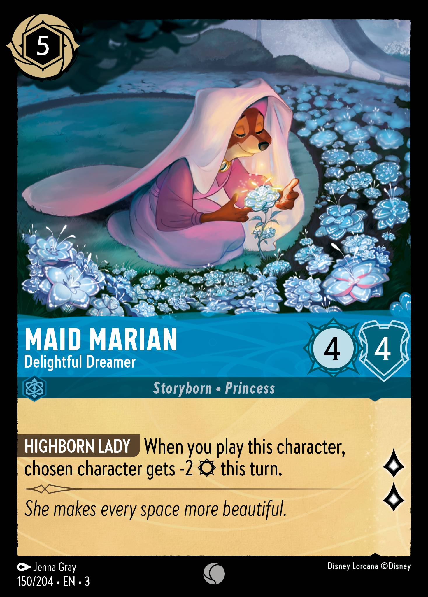 Disney Lorcana Into the Inklands card #150 - Maid Marian - Delightful Dreamer (Cold Foil)