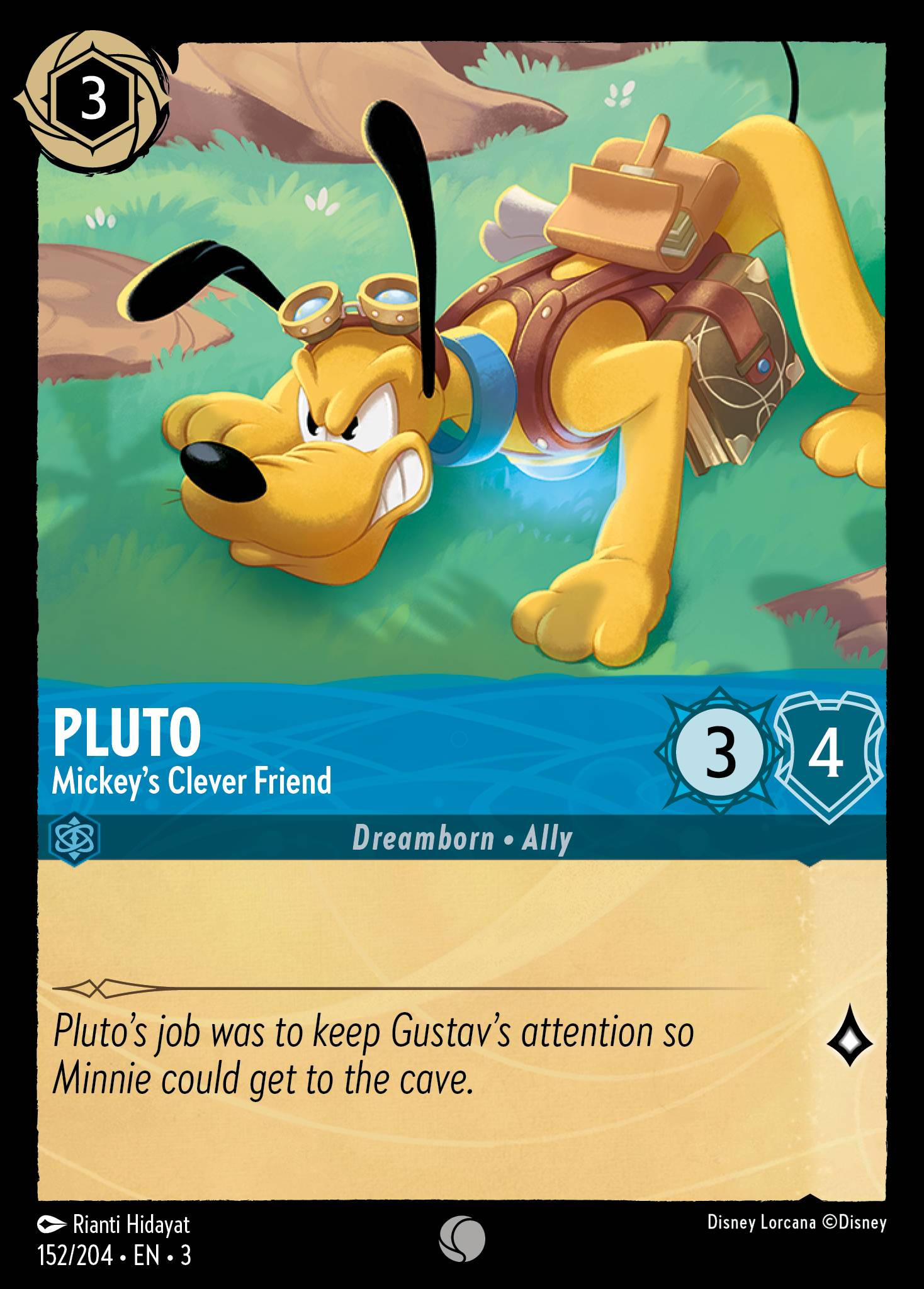 Disney Lorcana Into the Inklands card #152 - Pluto - Mickey's Clever Friend (Cold Foil)