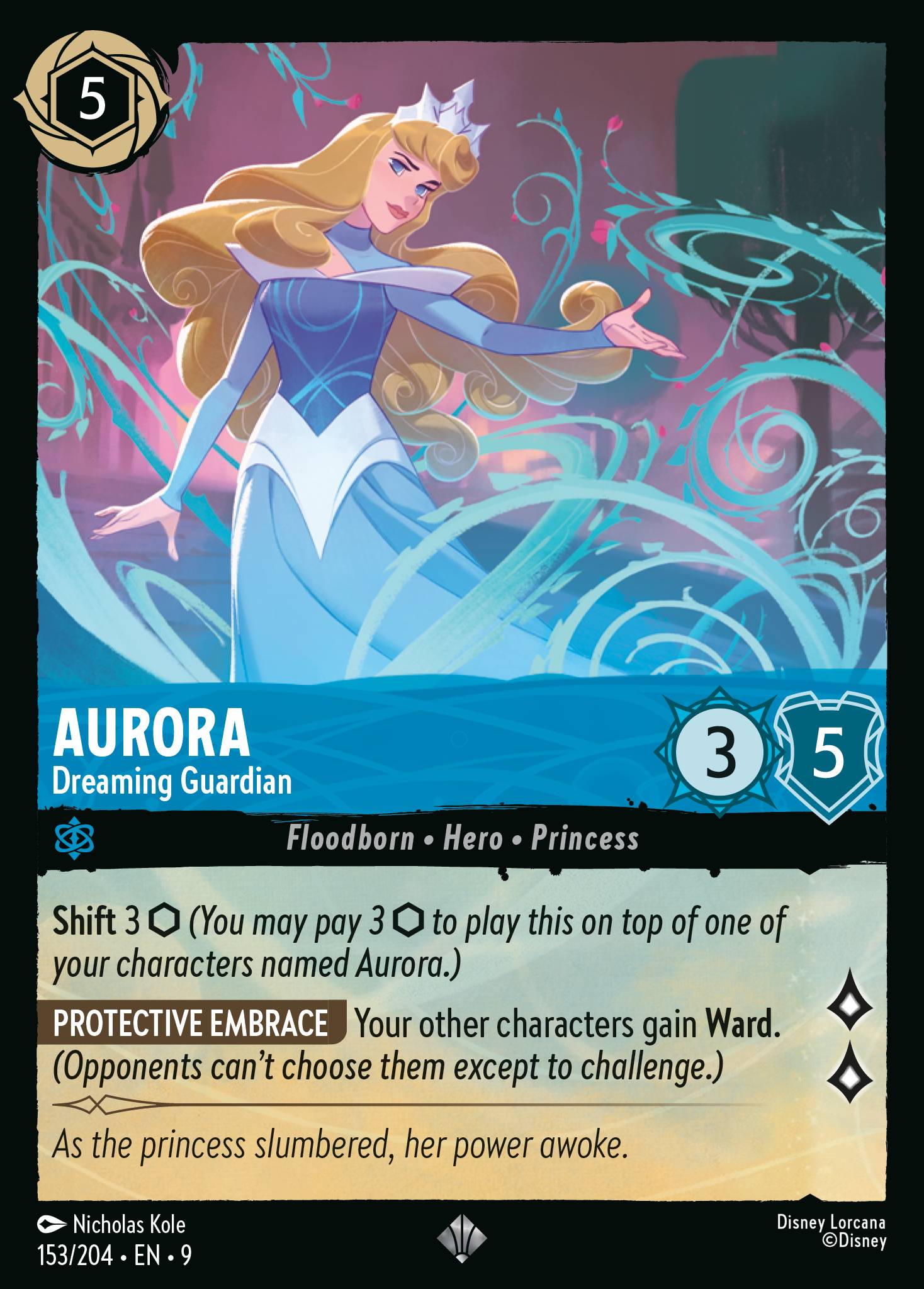 Disney Lorcana Fabled card #153 - Aurora - Dreaming Guardian (Non-Foil)