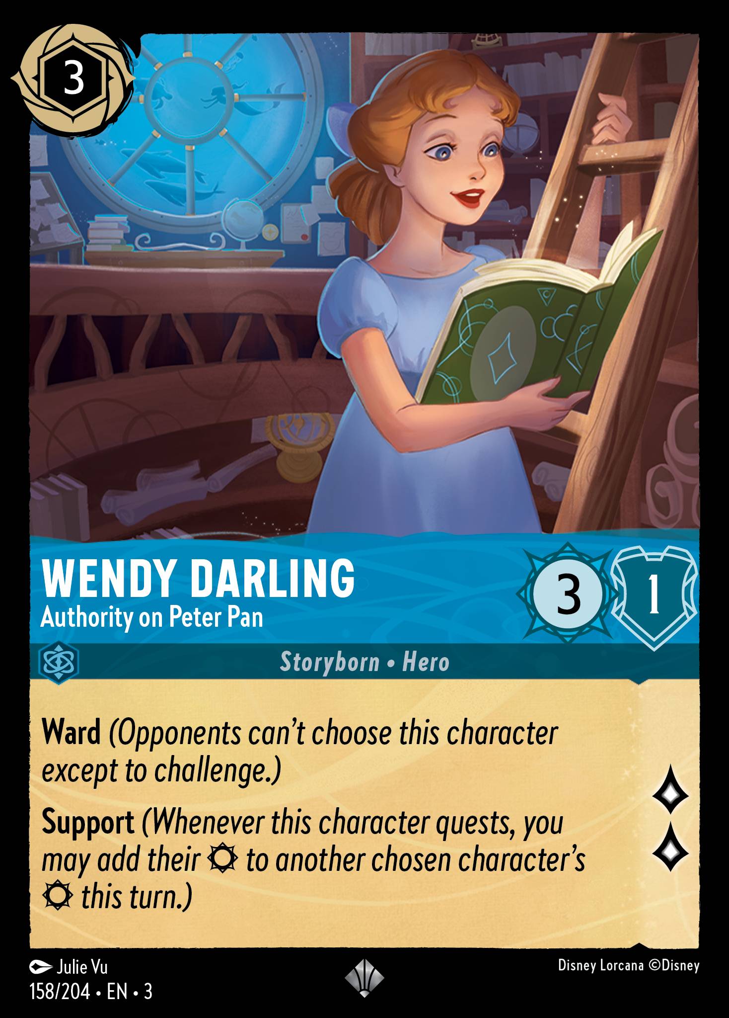 Disney Lorcana Into the Inklands card #158 - Wendy Darling - Authority on Peter Pan (Cold Foil)