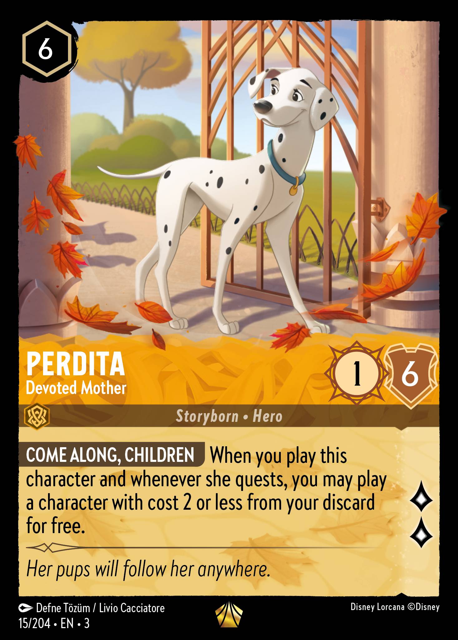 Disney Lorcana Into the Inklands card #15 - Perdita - Devoted Mother (Cold Foil)