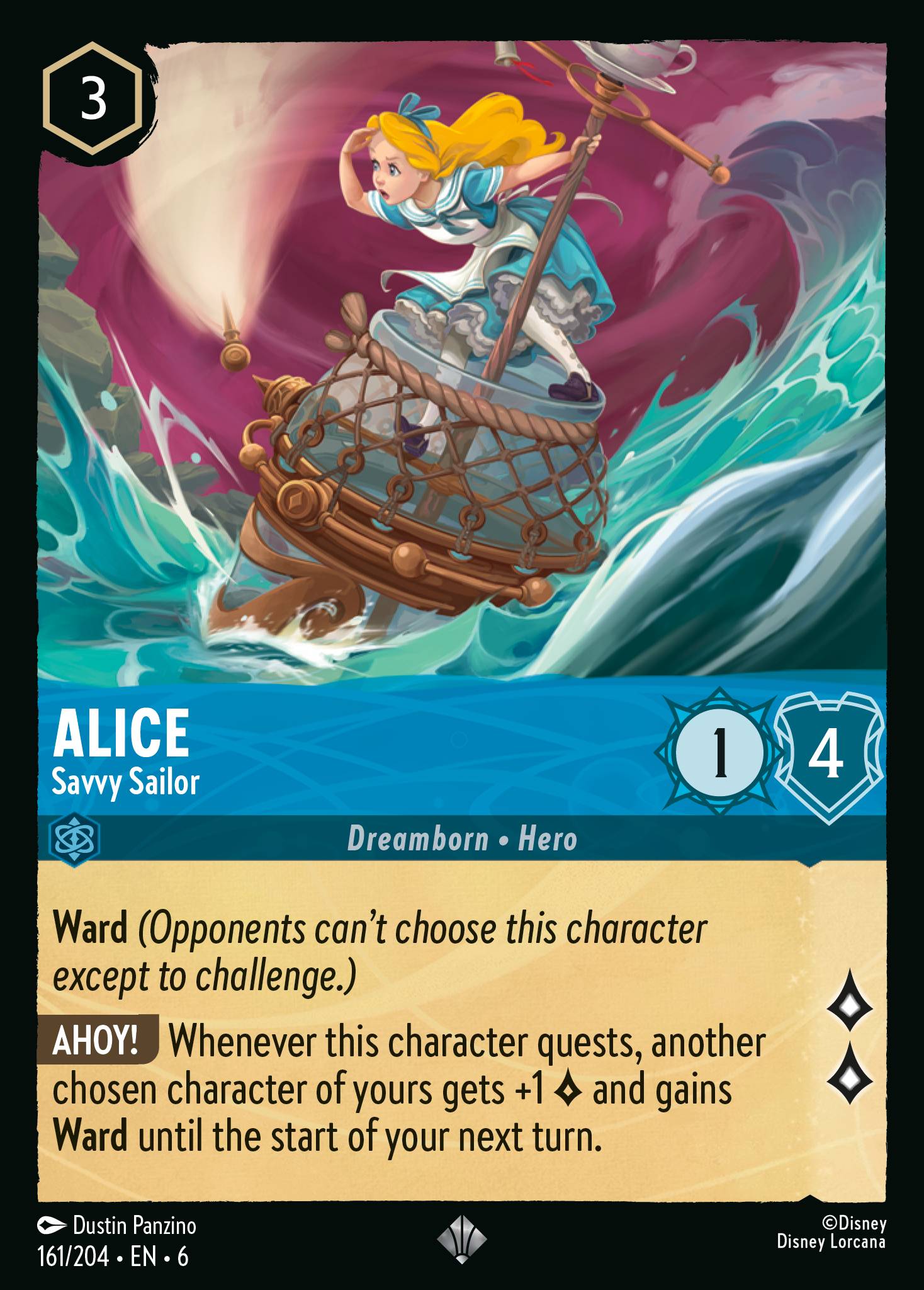 Disney Lorcana Azurite Sea card #161 - Alice - Savvy Sailor (Cold Foil)