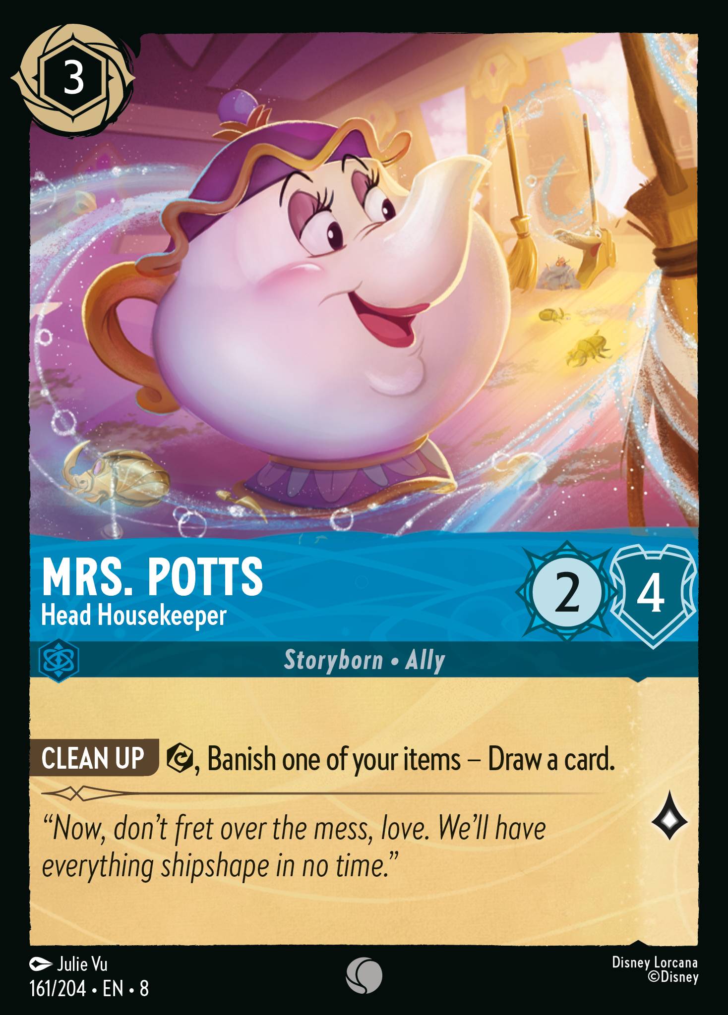 Disney Lorcana The Reign of Jafar card #161 - Mrs. Potts - Head Housekeeper (Cold Foil)