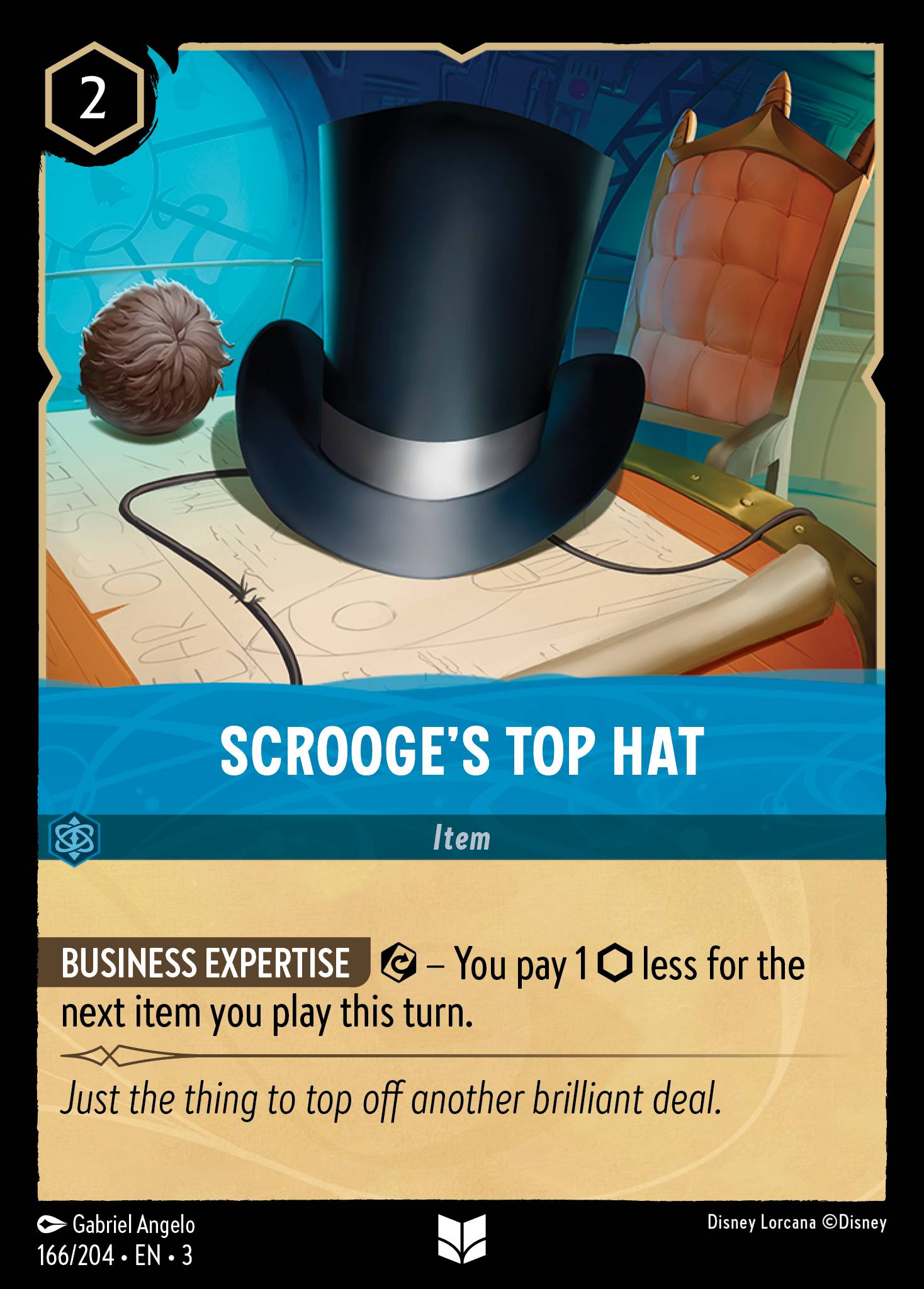 Disney Lorcana Into the Inklands card #166 - Scrooge's Top Hat (Cold Foil)