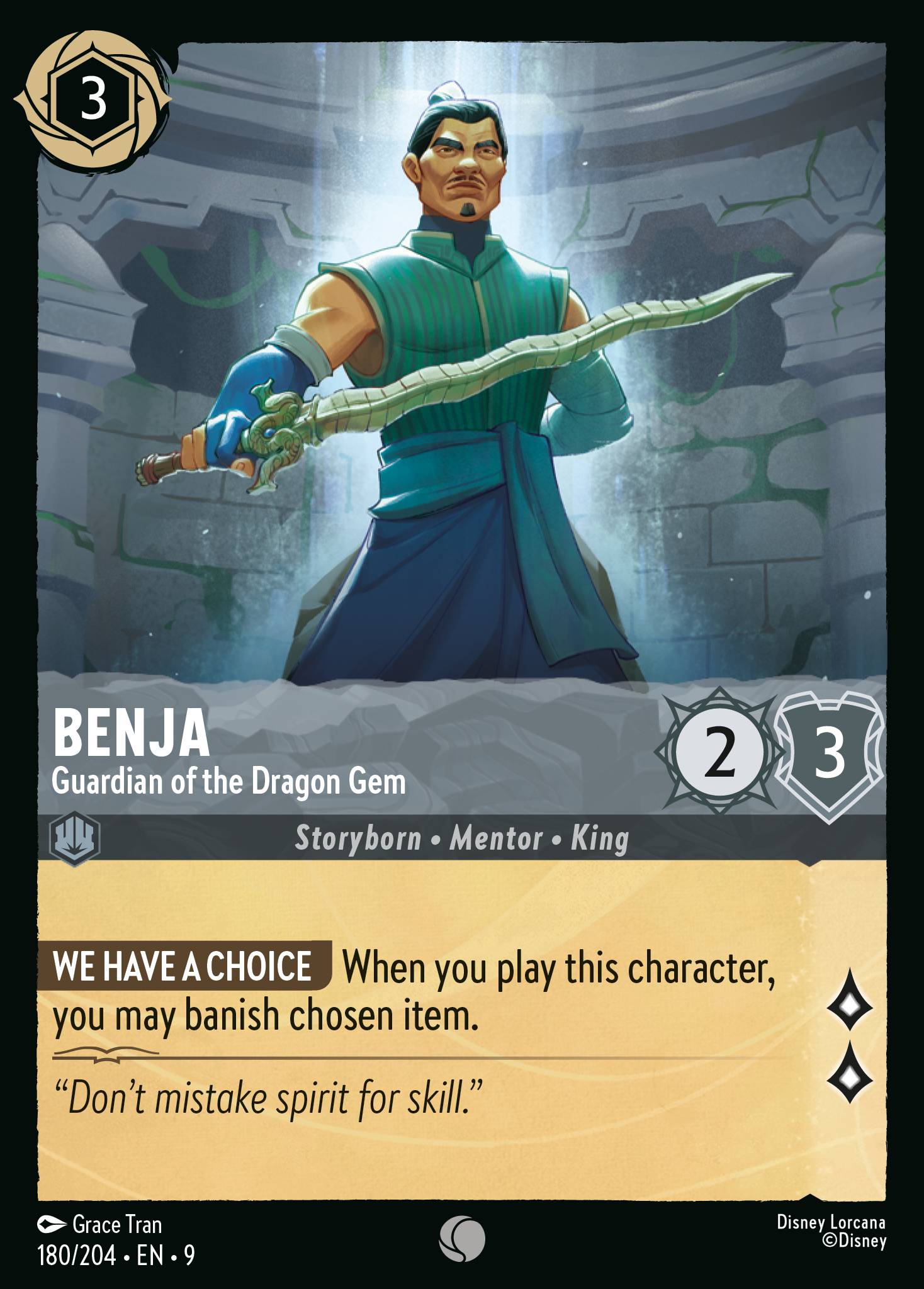 Disney Lorcana Fabled card #180 - Benja - Guardian of the Dragon Gem (Non-Foil)