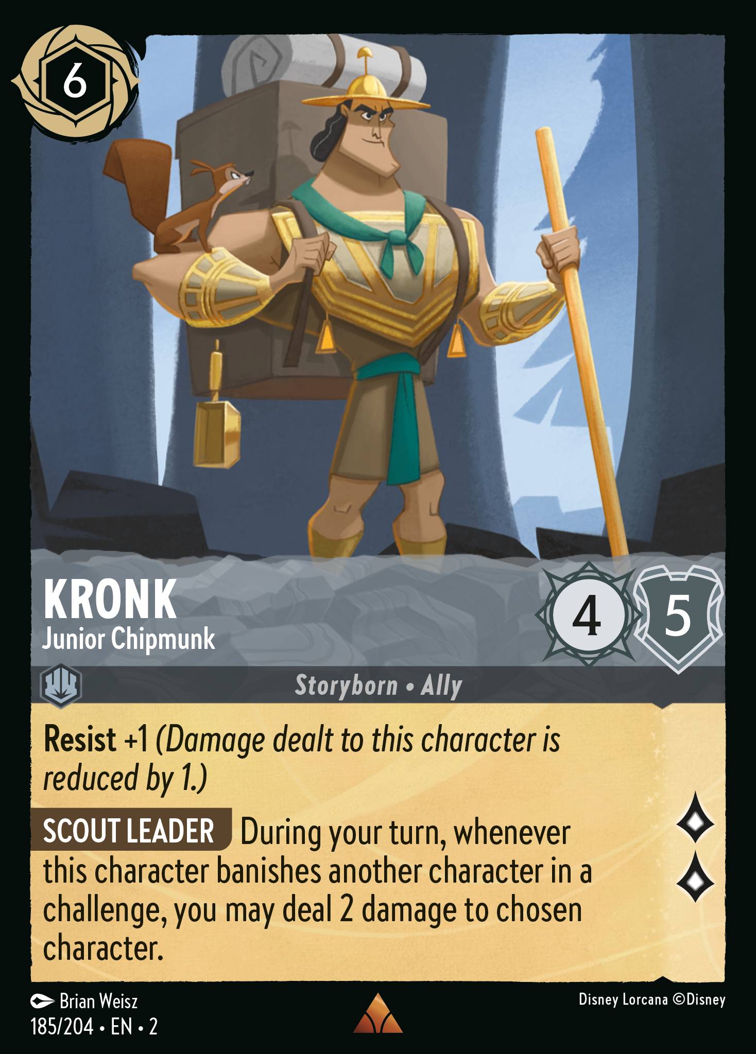Disney Lorcana Rise of the Floodborn card #185 - Kronk - Junior Chipmunk (Cold Foil)