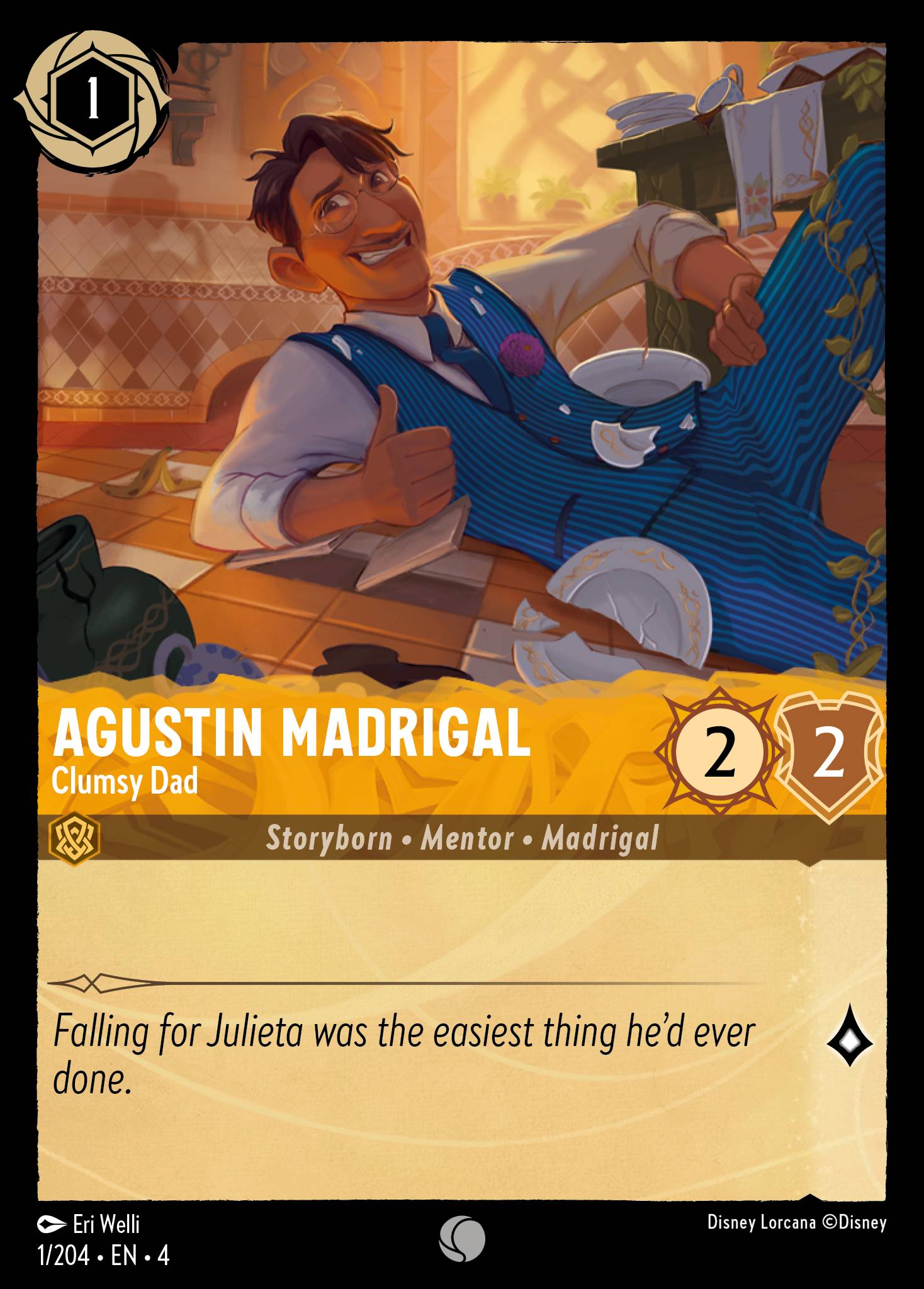 Disney Lorcana Ursula's Return card #1 - Agustin Madrigal - Clumsy Dad (Cold Foil)