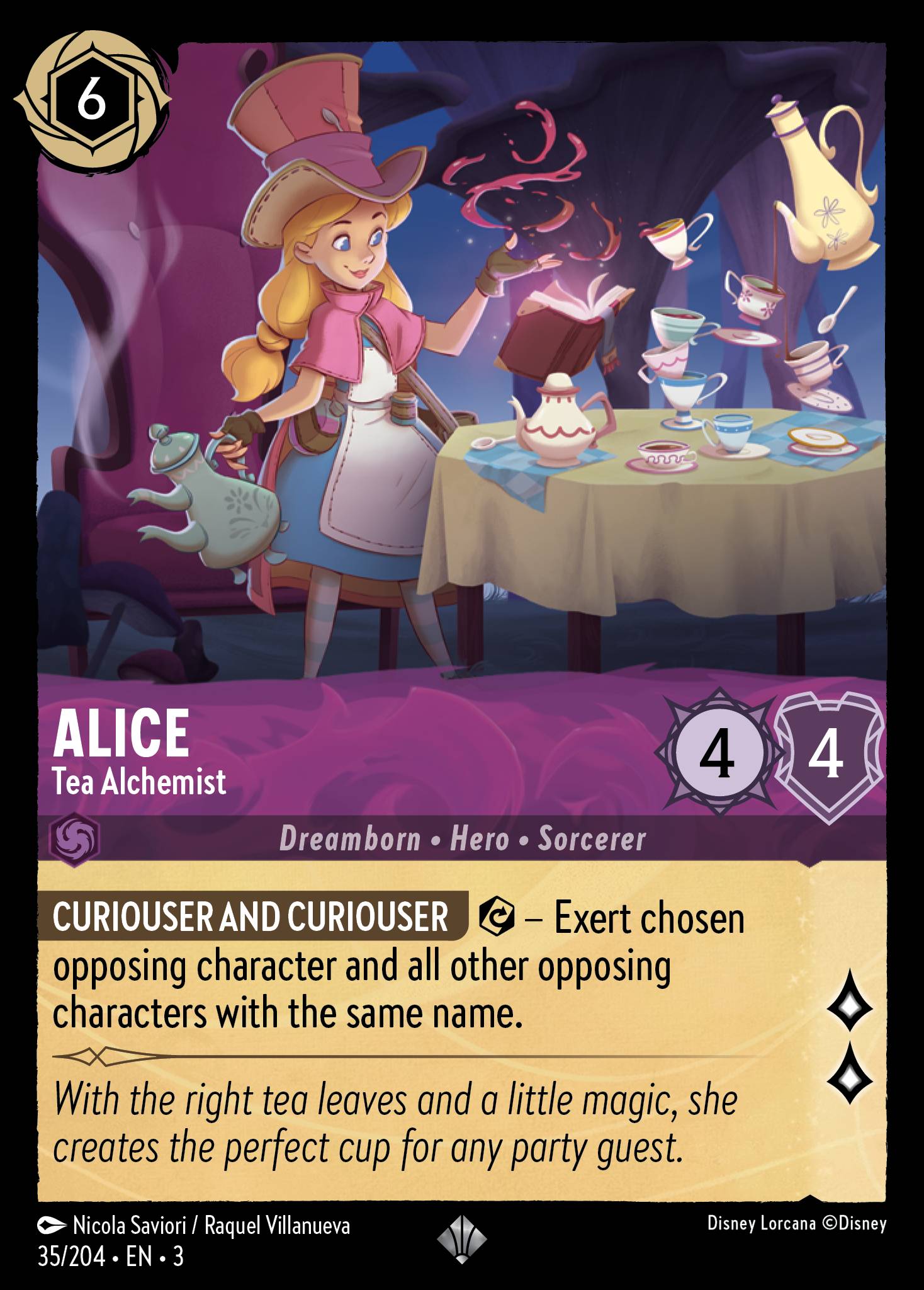 Disney Lorcana Into the Inklands card #35 - Alice - Tea Alchemist (Cold Foil)