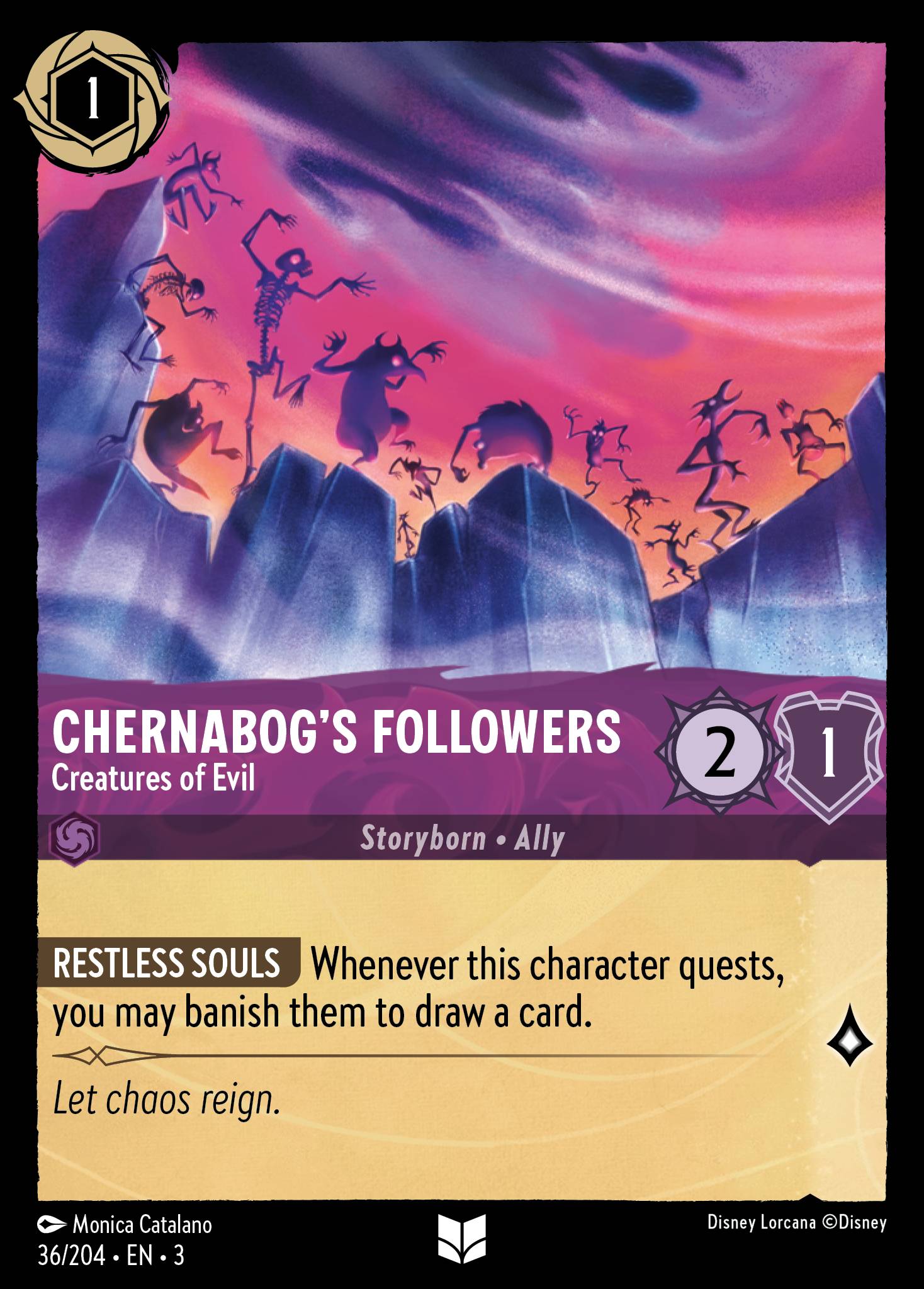 Disney Lorcana Into the Inklands card #36 - Chernabog's Followers - Creatures of Evil (Cold Foil)