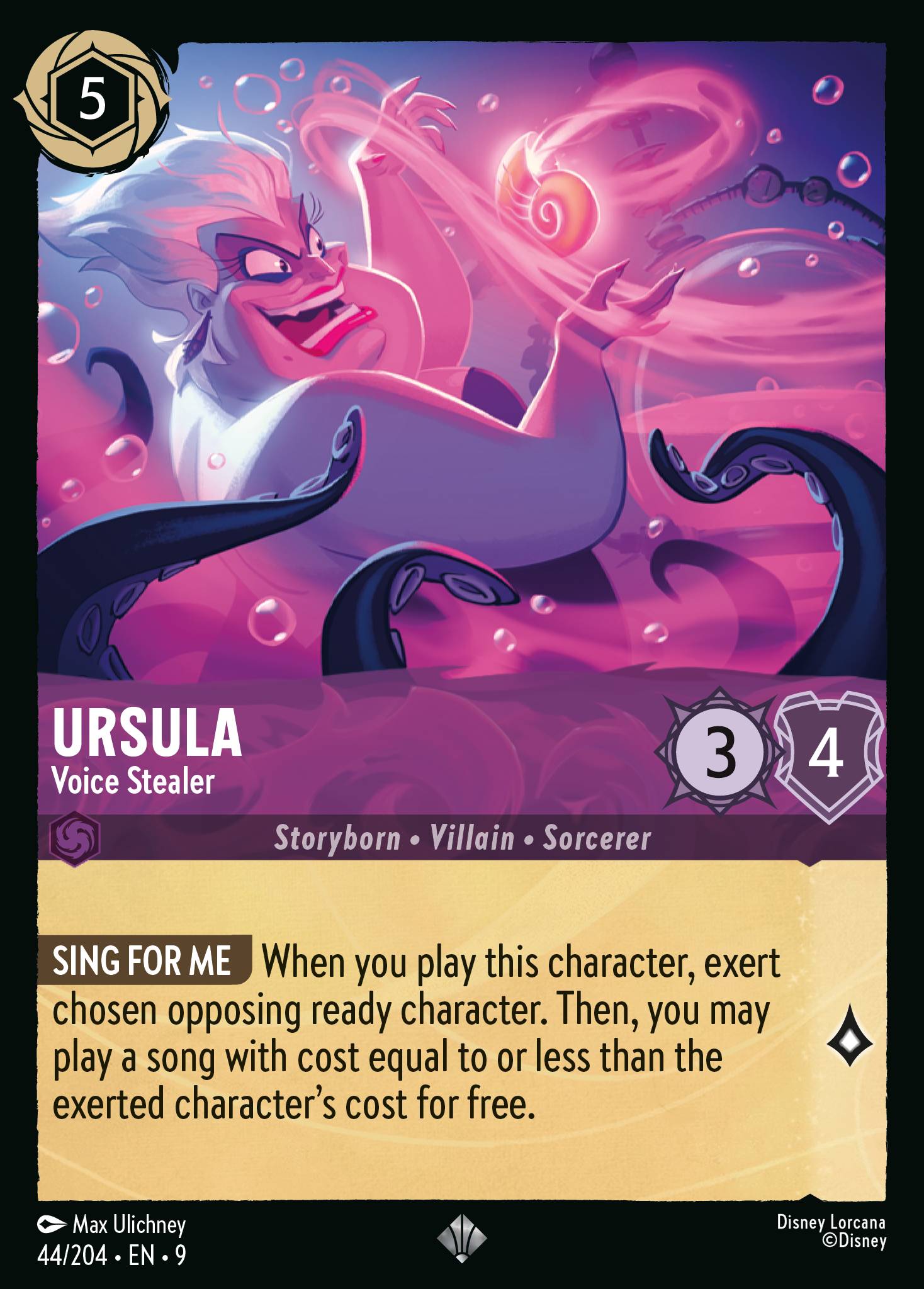 Disney Lorcana Fabled card #44 - Ursula - Voice Stealer (Non-Foil)