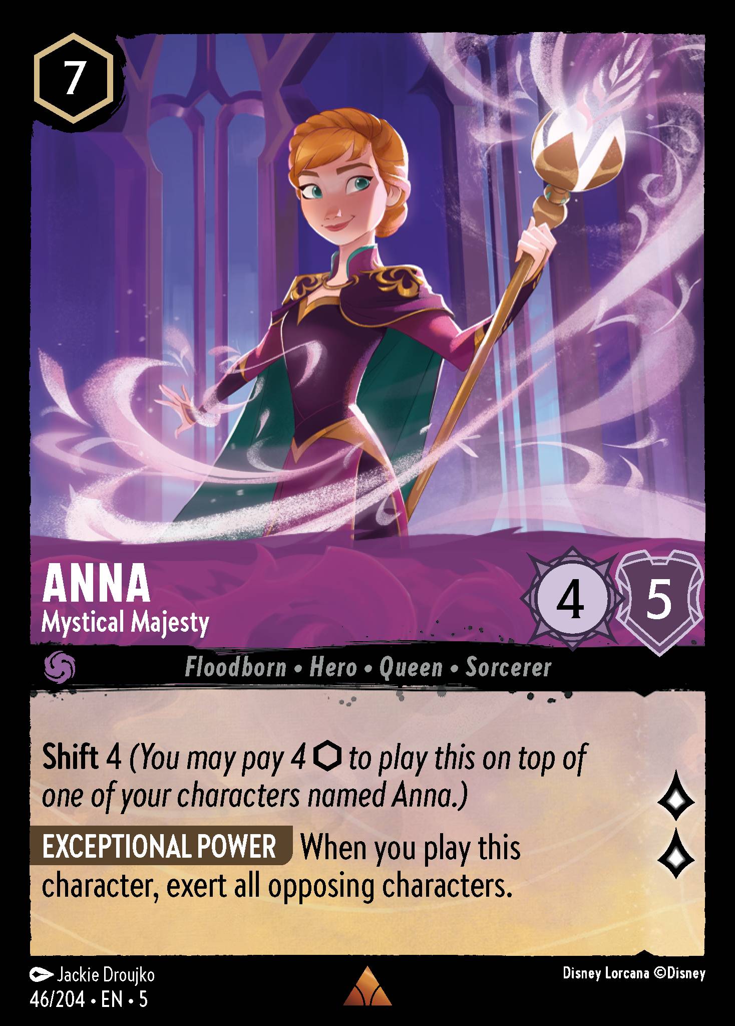 Disney Lorcana Shimmering Skies card #46 - Anna - Mystical Majesty (Cold Foil)