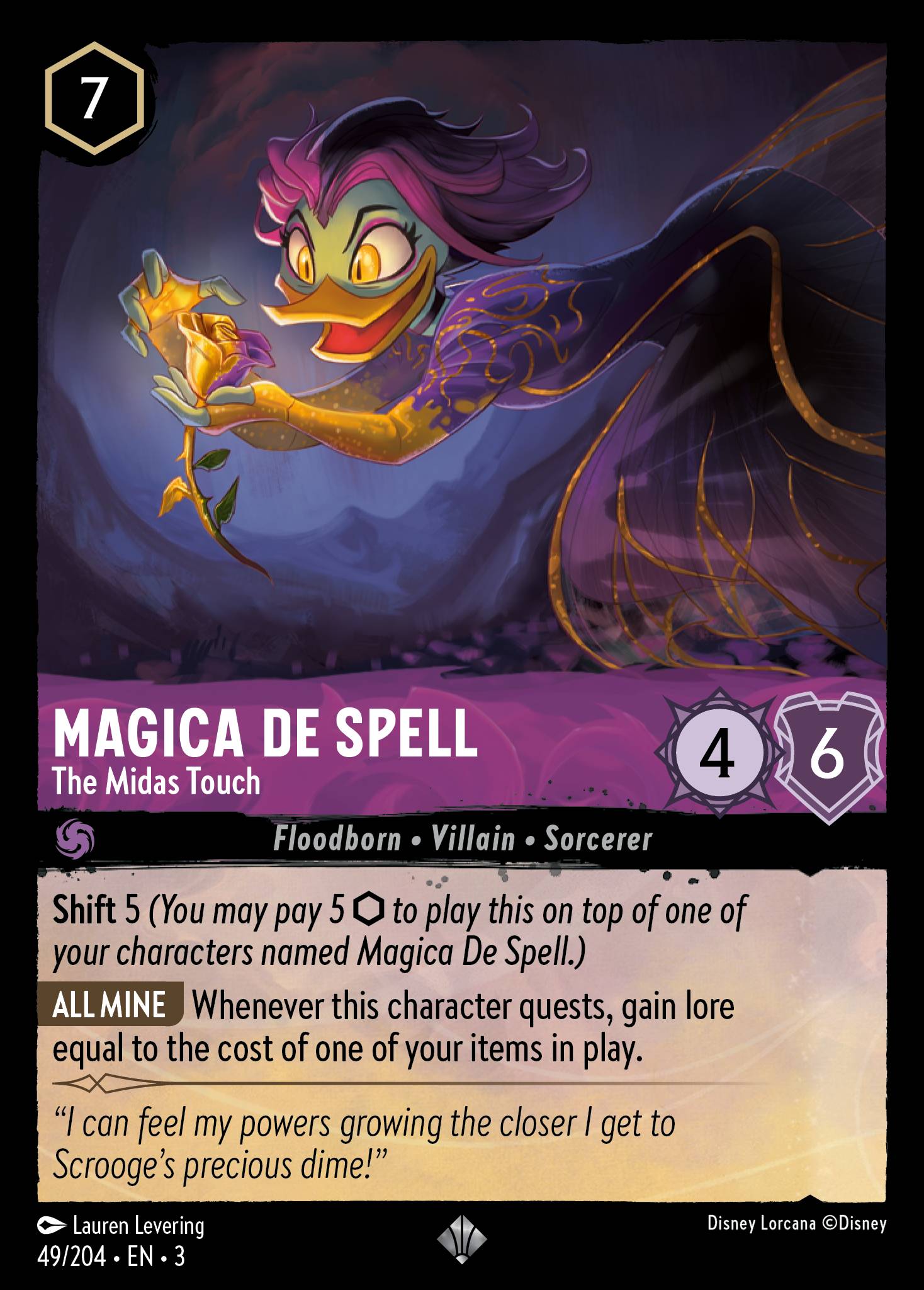 Disney Lorcana Into the Inklands card #49 - Magica De Spell - The Midas Touch (Cold Foil)