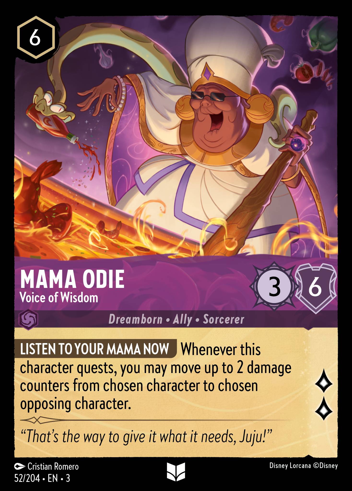 Disney Lorcana Into the Inklands card #52 - Mama Odie - Voice of Wisdom (Cold Foil)