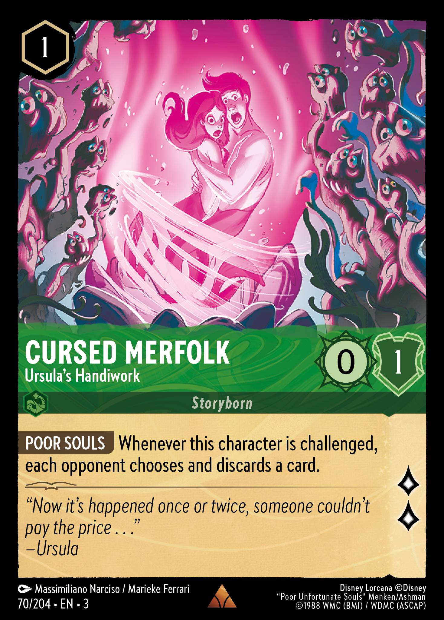 Disney Lorcana Into the Inklands card #70 - Cursed Merfolk - Ursula's Handiwork (Cold Foil)