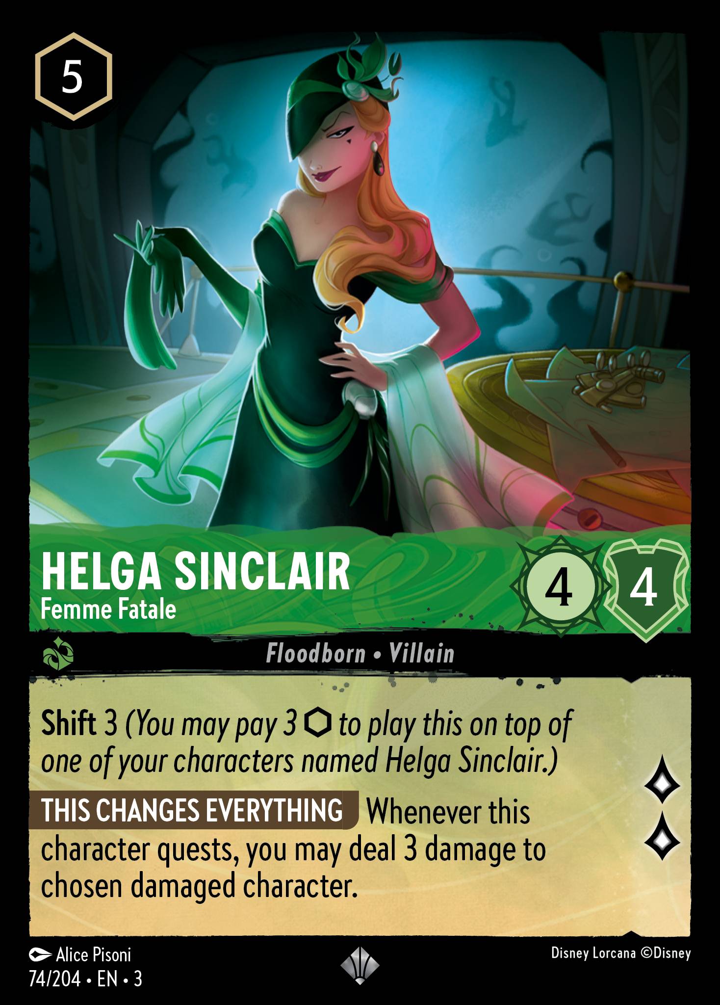 Disney Lorcana Into the Inklands card #74 - Helga Sinclair - Femme Fatale (Cold Foil)
