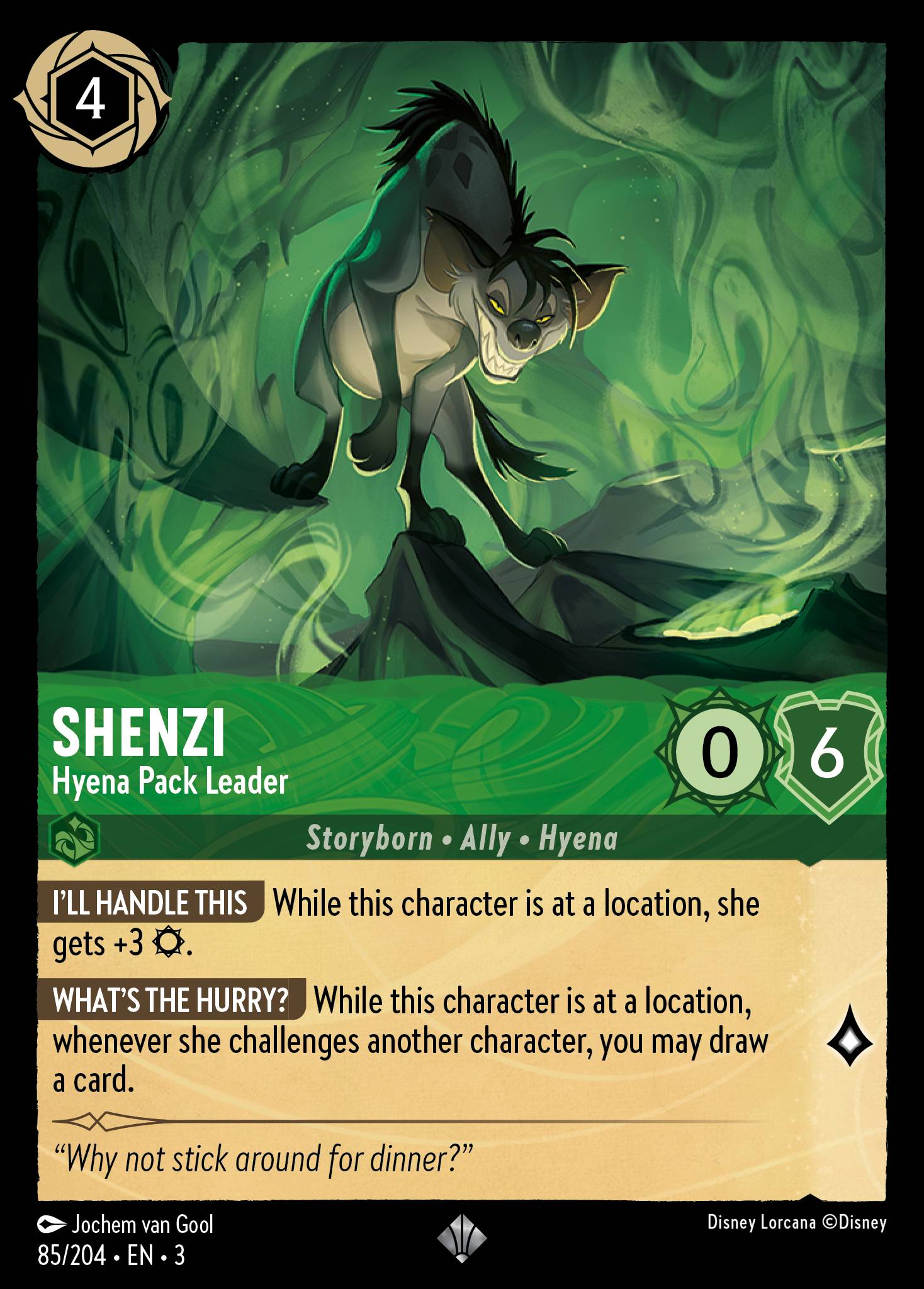 Disney Lorcana Into the Inklands card #85 - Shenzi - Hyena Pack Leader (Cold Foil)