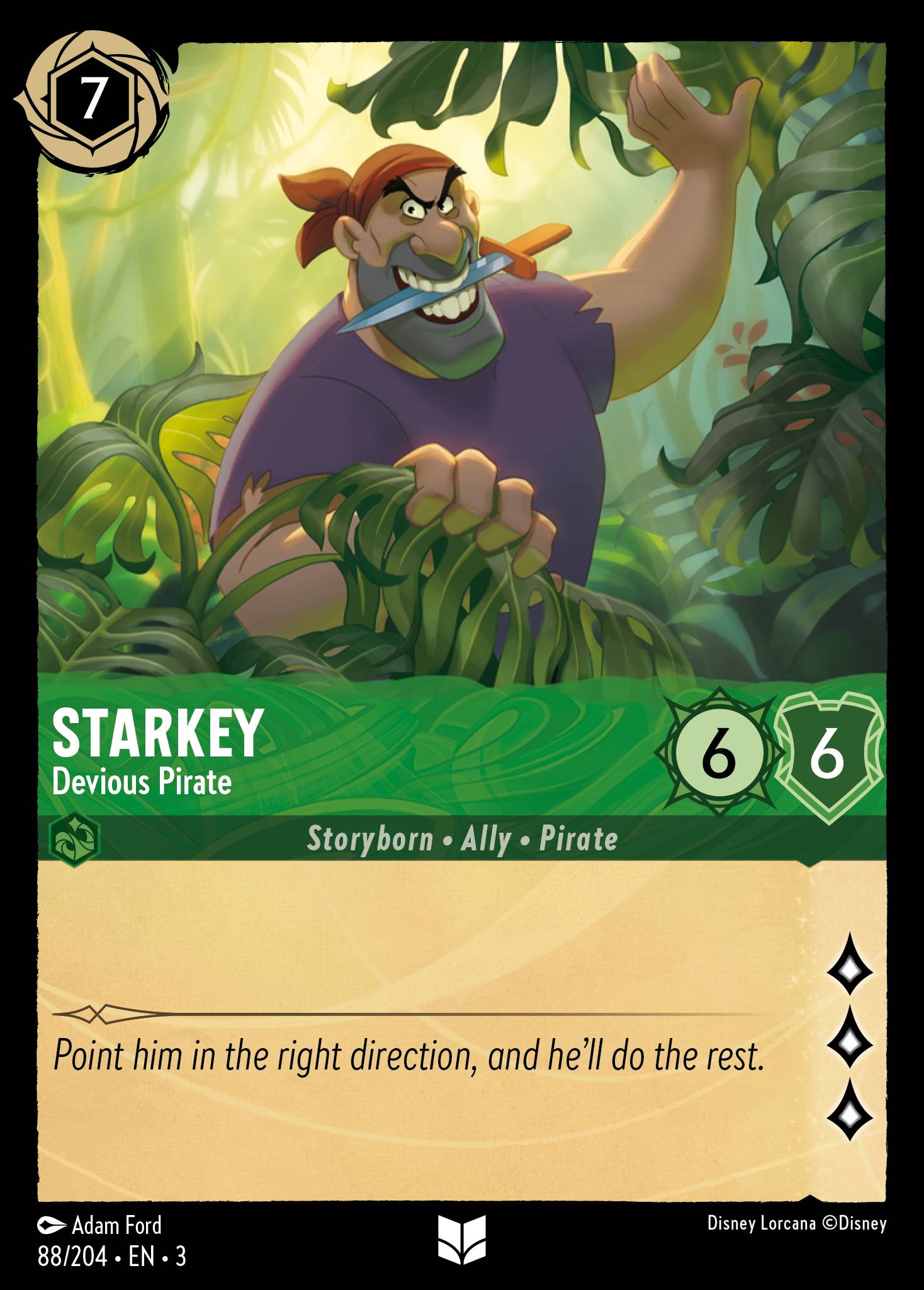 Disney Lorcana Into the Inklands card #88 - Starkey - Devious Pirate (Cold Foil)