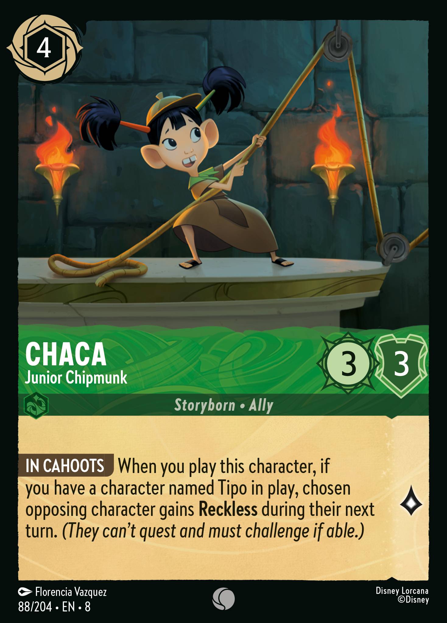 Disney Lorcana The Reign of Jafar card #88 - Chaca - Junior Chipmunk (Cold Foil)