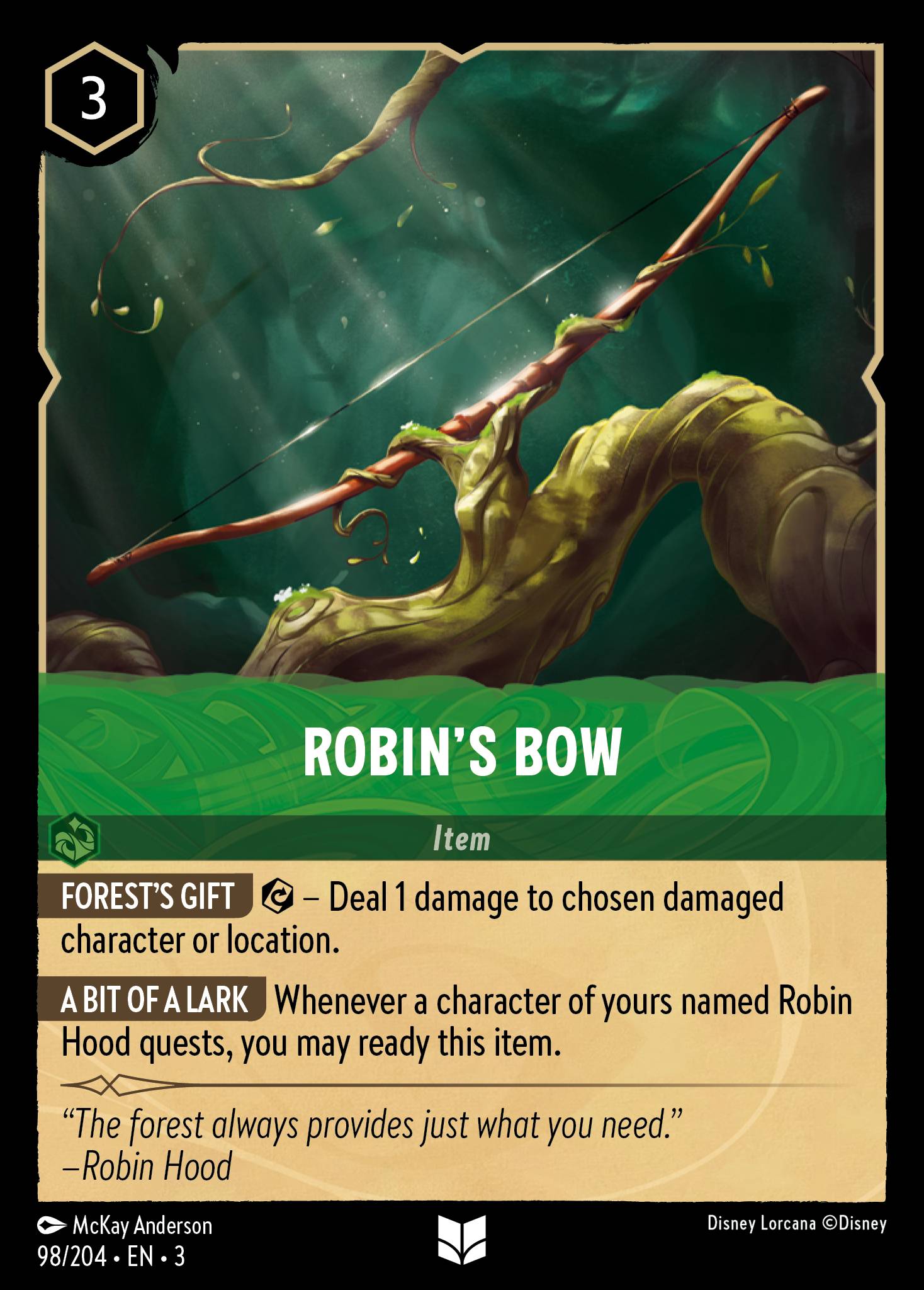 Disney Lorcana Into the Inklands card #98 - Robin's Bow (Cold Foil)