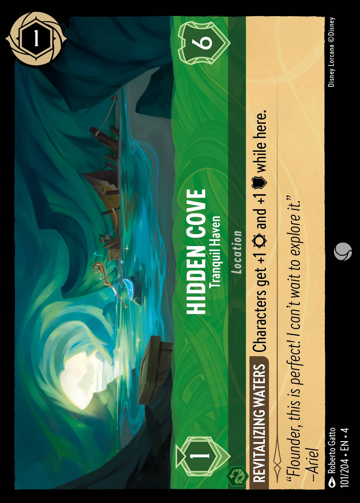 Disney Lorcana Ursula's Return card #101 - Hidden Cove - Tranquil Haven (Cold Foil)