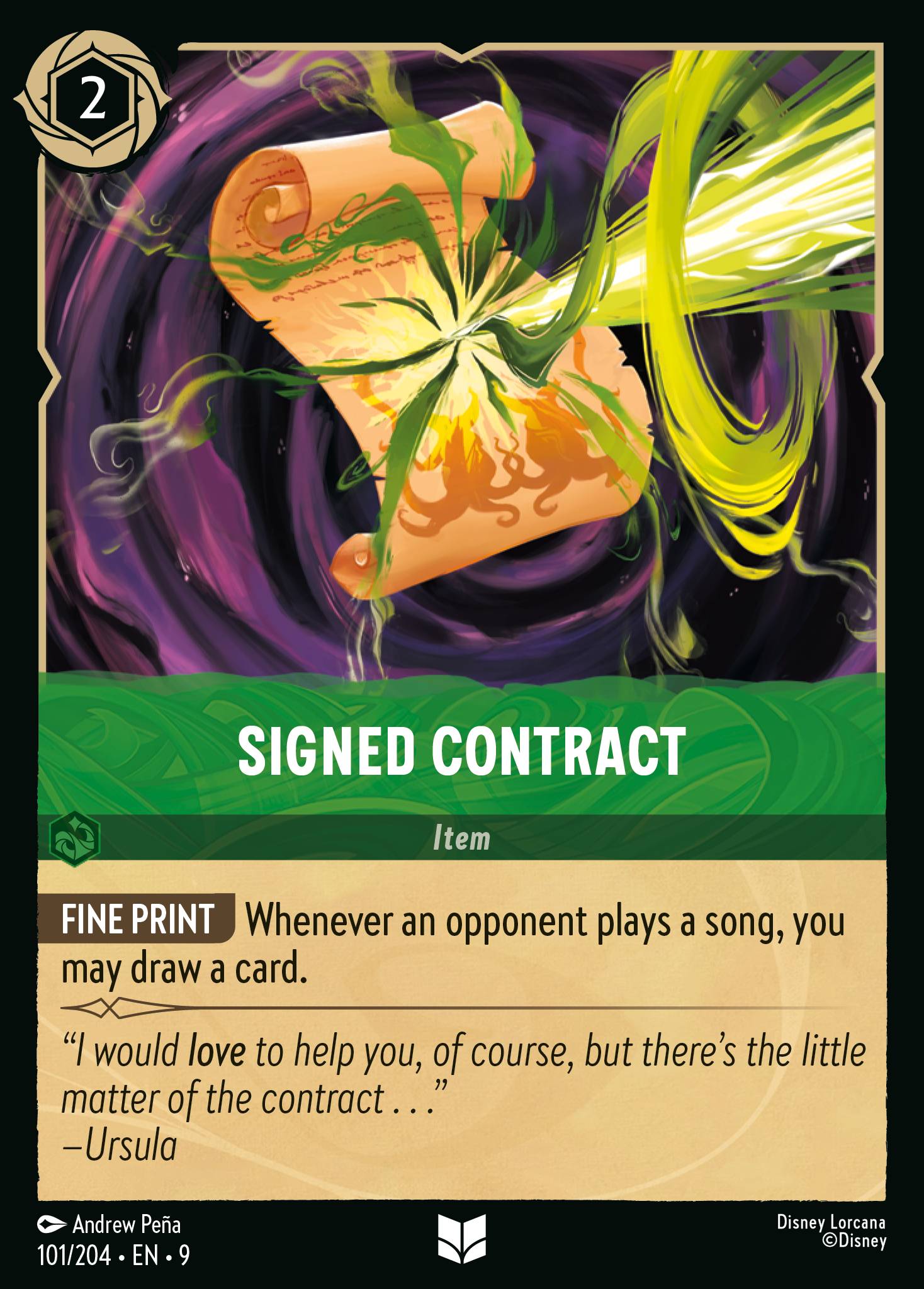 Disney Lorcana Fabled card #101 - Signed Contract (Non-Foil)