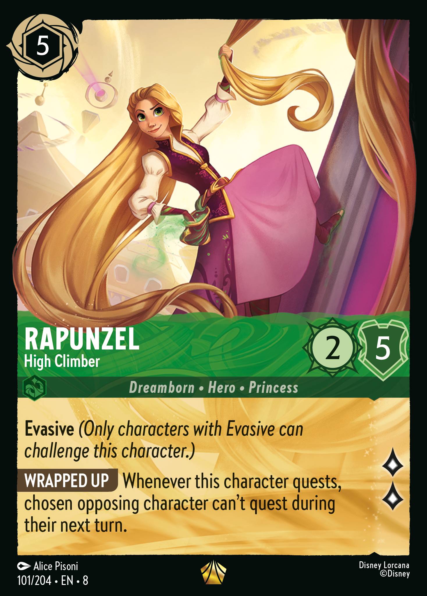 Disney Lorcana The Reign of Jafar card #101 - Rapunzel - High Climber (Cold Foil)