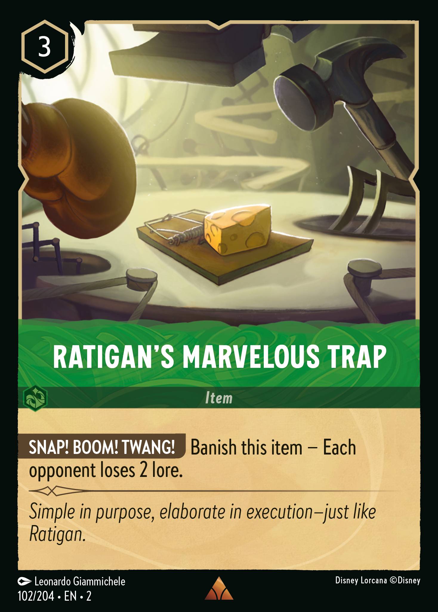 Disney Lorcana Rise of the Floodborn card #102 - Ratigan's Marvelous Trap (Cold Foil)