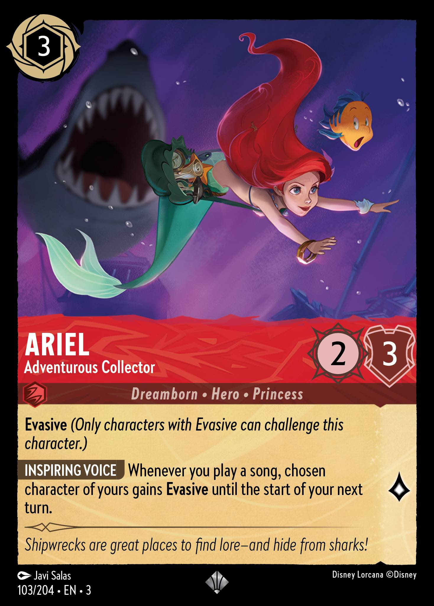 Disney Lorcana Into the Inklands card #103 - Ariel - Adventurous Collector (Cold Foil)