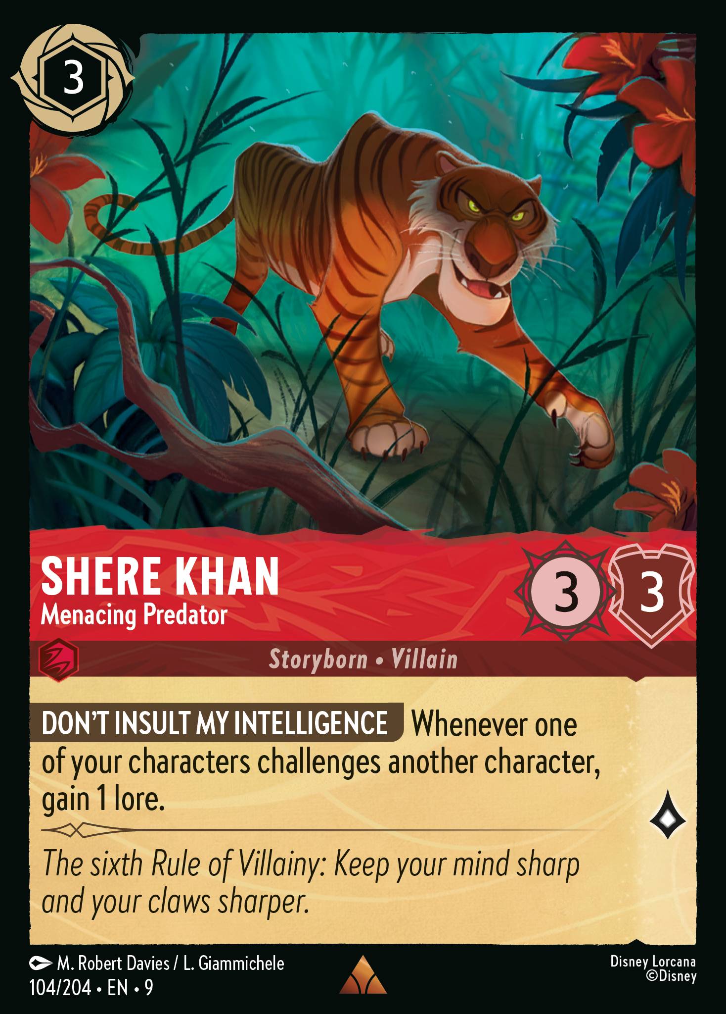 Disney Lorcana Fabled card #104 - Shere Khan - Menacing Predator (Non-Foil)