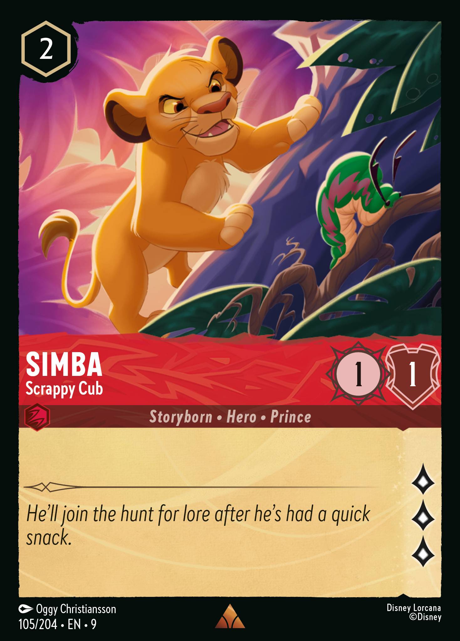 Disney Lorcana Fabled card #105 - Simba - Scrappy Cub (Non-Foil)