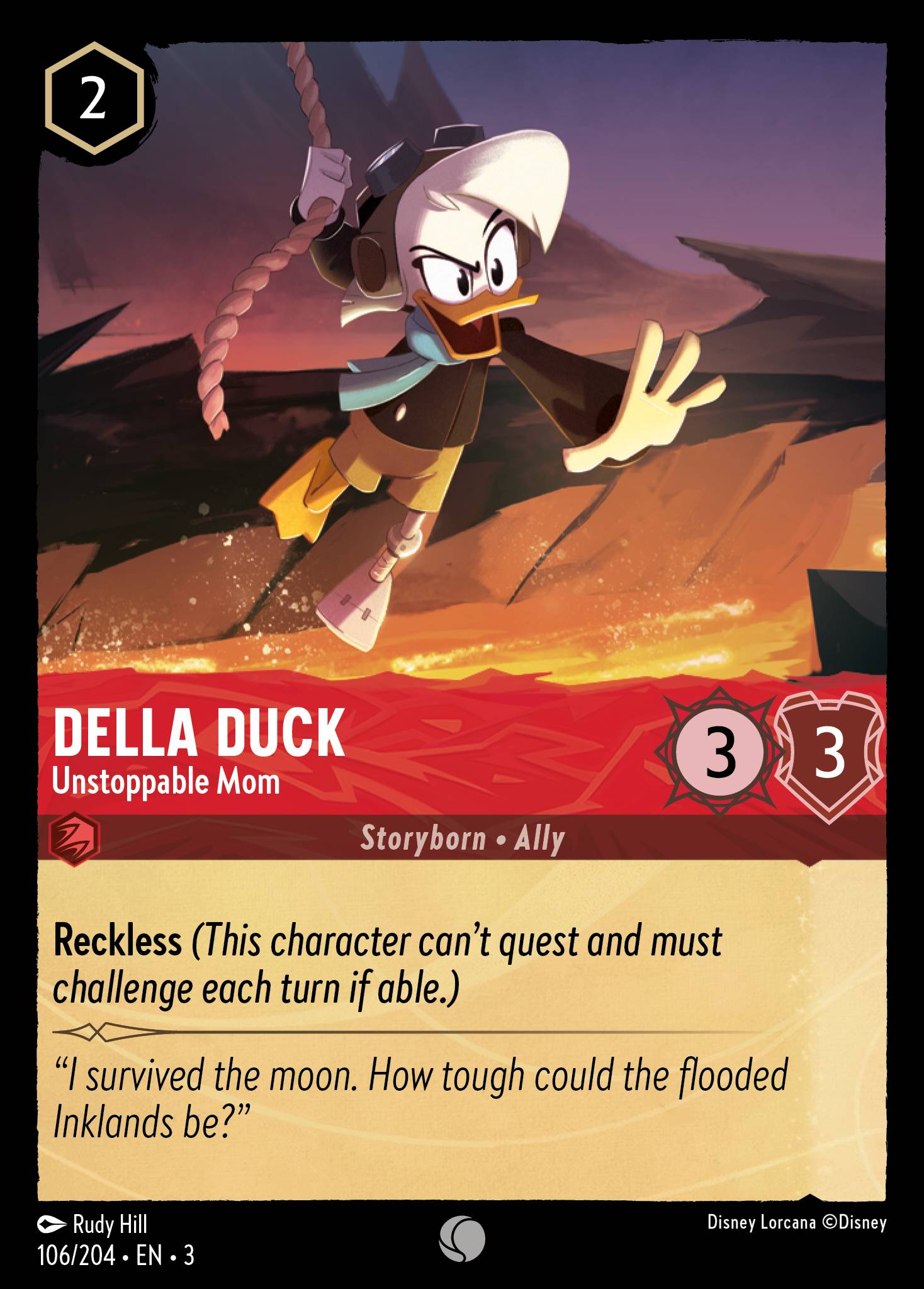 Disney Lorcana Into the Inklands card #106 - Della Duck - Unstoppable Mom (Cold Foil)