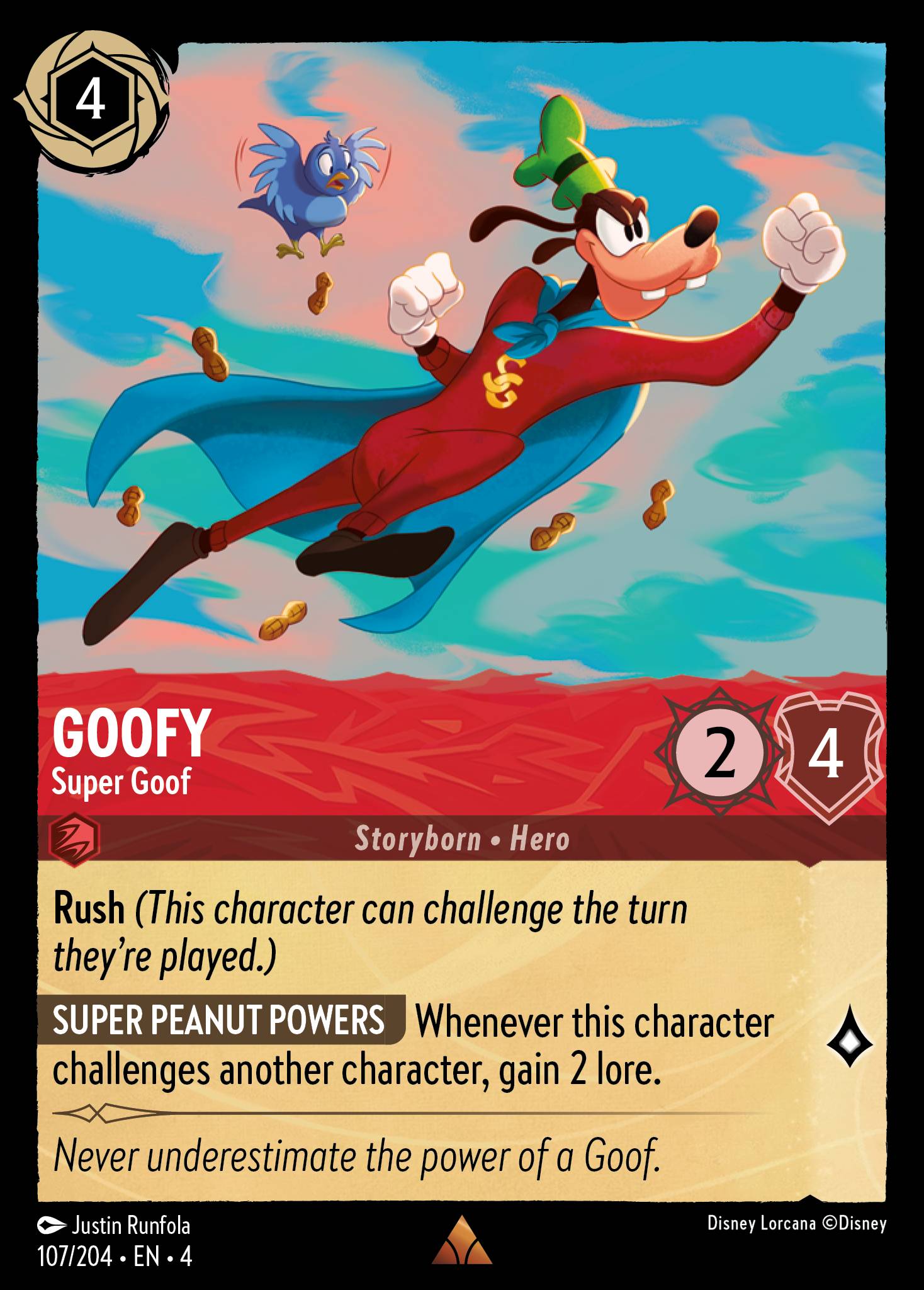 Disney Lorcana Ursula's Return card #107 - Goofy - Super Goof (Cold Foil)