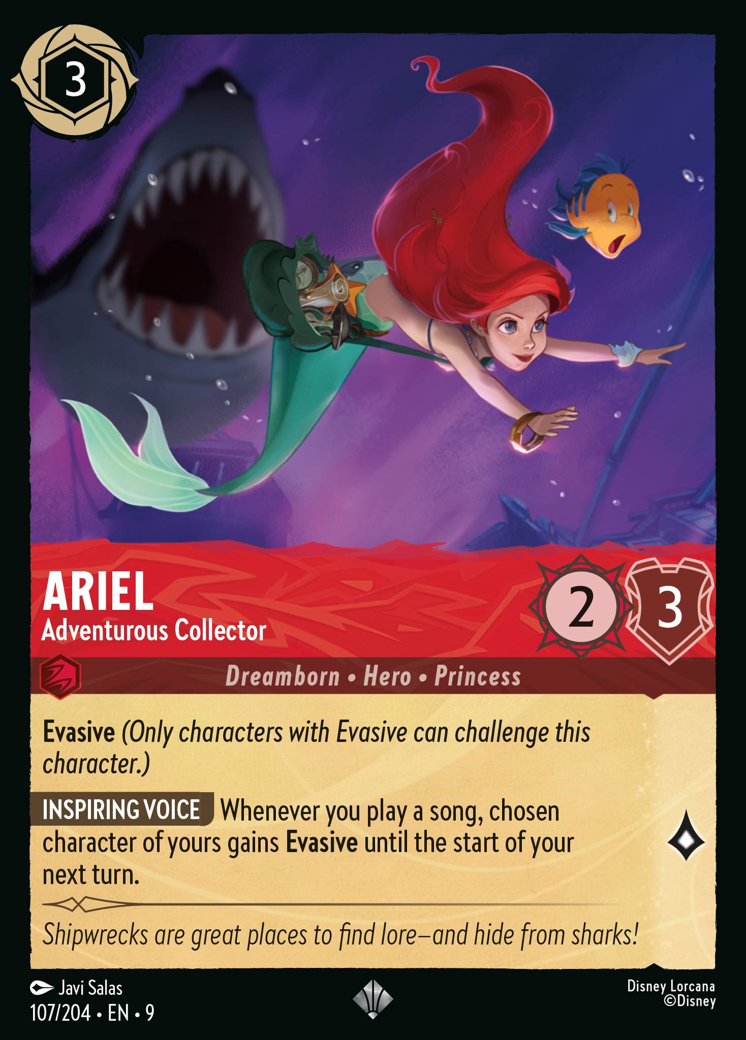 Disney Lorcana Fabled card #107 - Ariel - Adventurous Collector (Non-Foil)