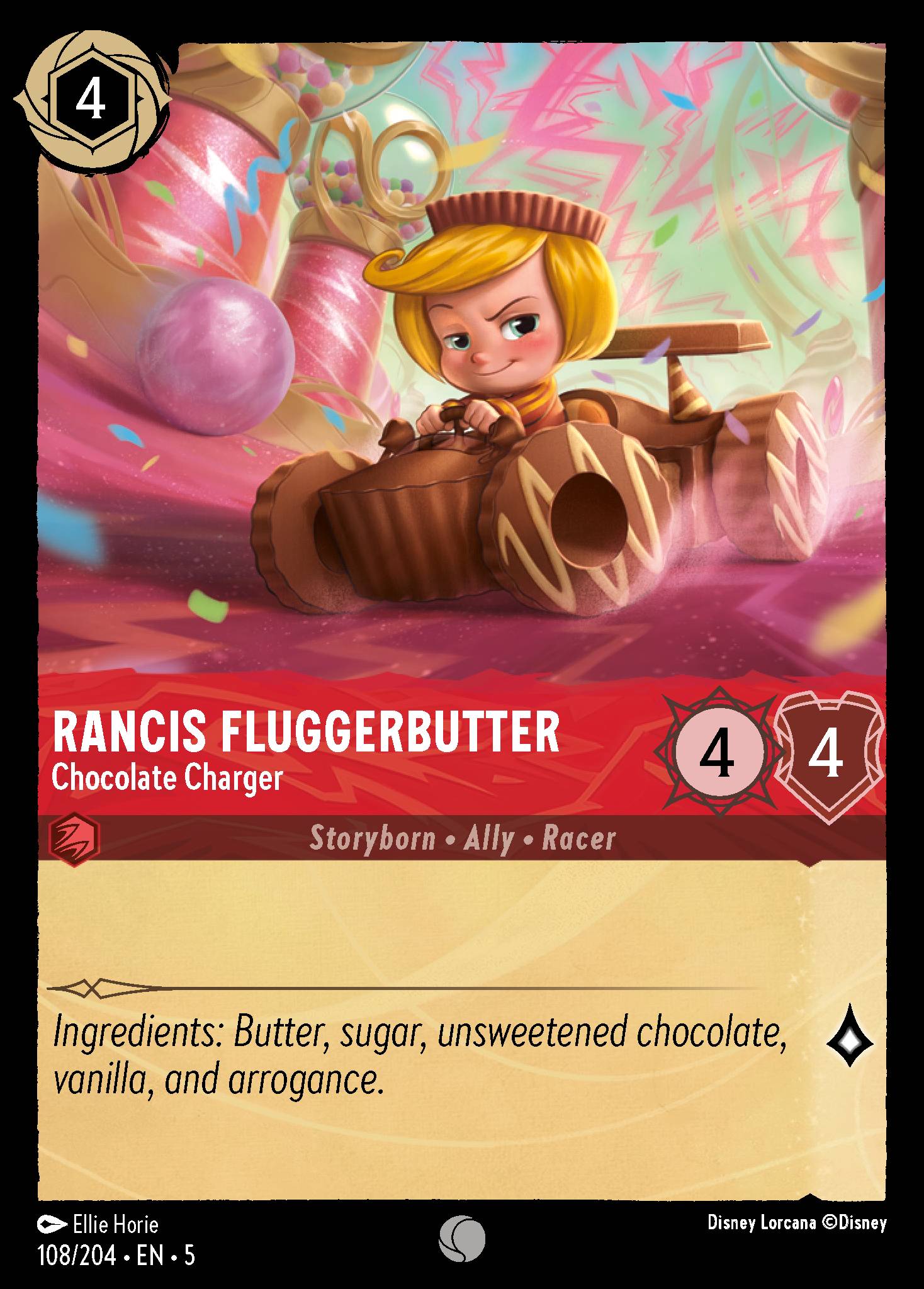 Disney Lorcana Shimmering Skies card #108 - Rancis Fluggerbutter - Chocolate Charger (Cold Foil)