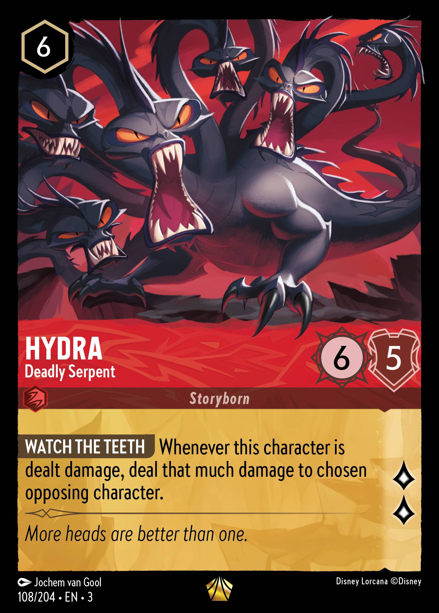 Disney Lorcana Into the Inklands card #108 - Hydra - Deadly Serpent (Cold Foil)