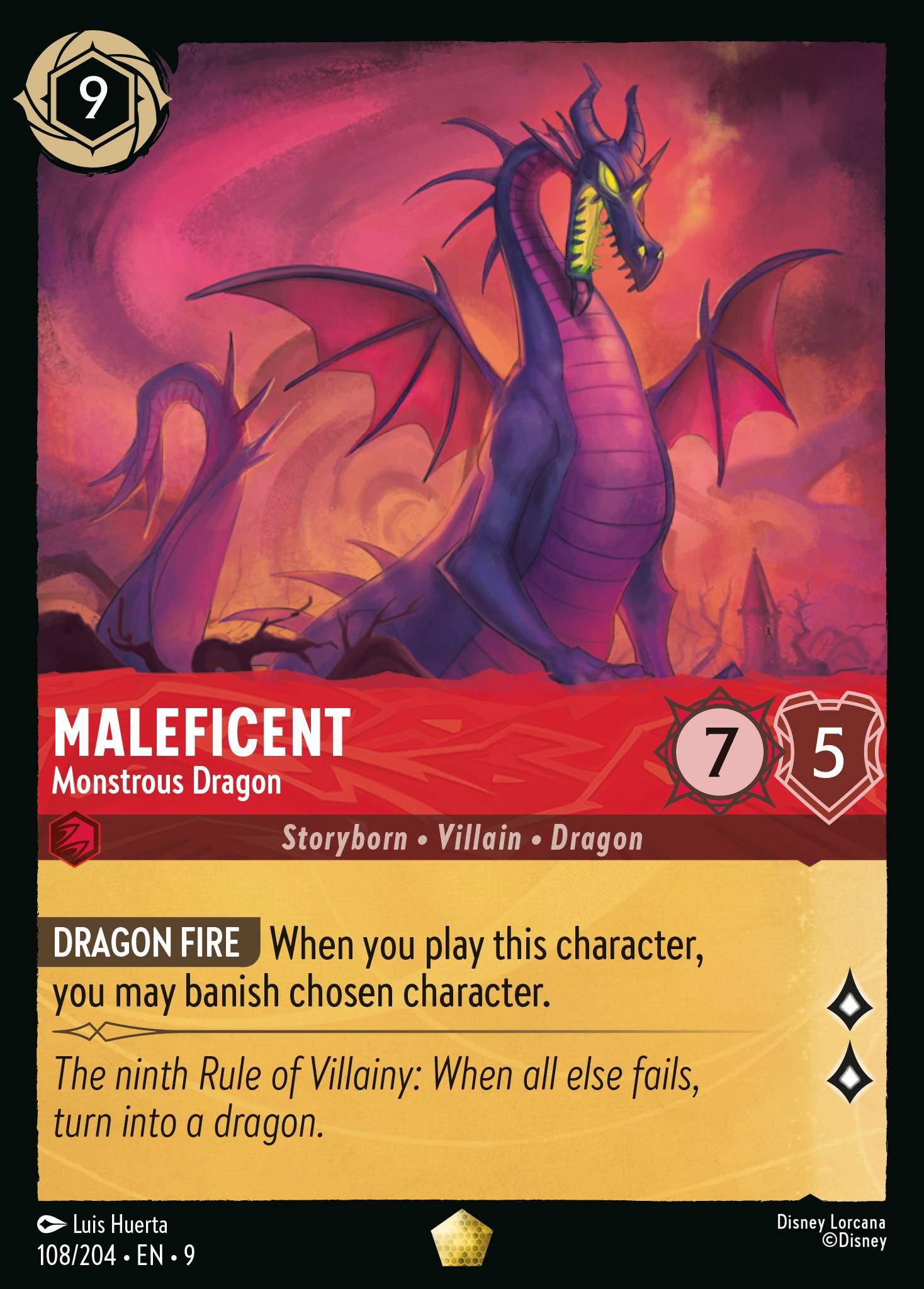 Disney Lorcana Fabled card #108 - Maleficent - Monstrous Dragon (Non-Foil)