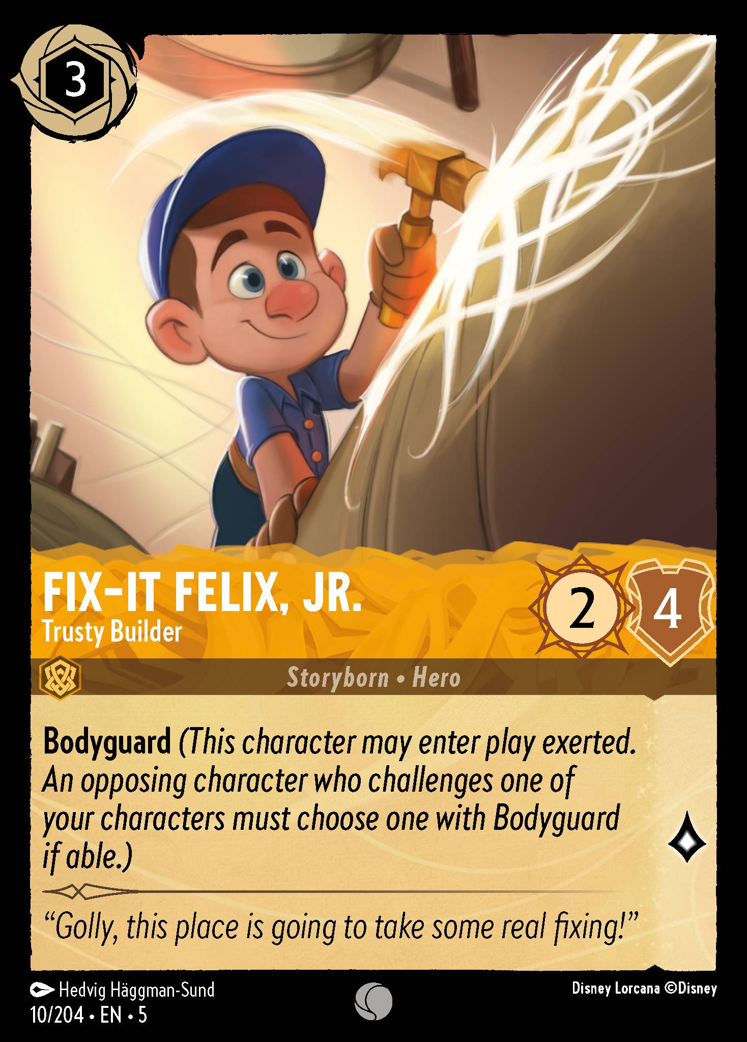 Disney Lorcana Shimmering Skies card #10 - Fix-It Felix, Jr. - Trusty Builder (Cold Foil)