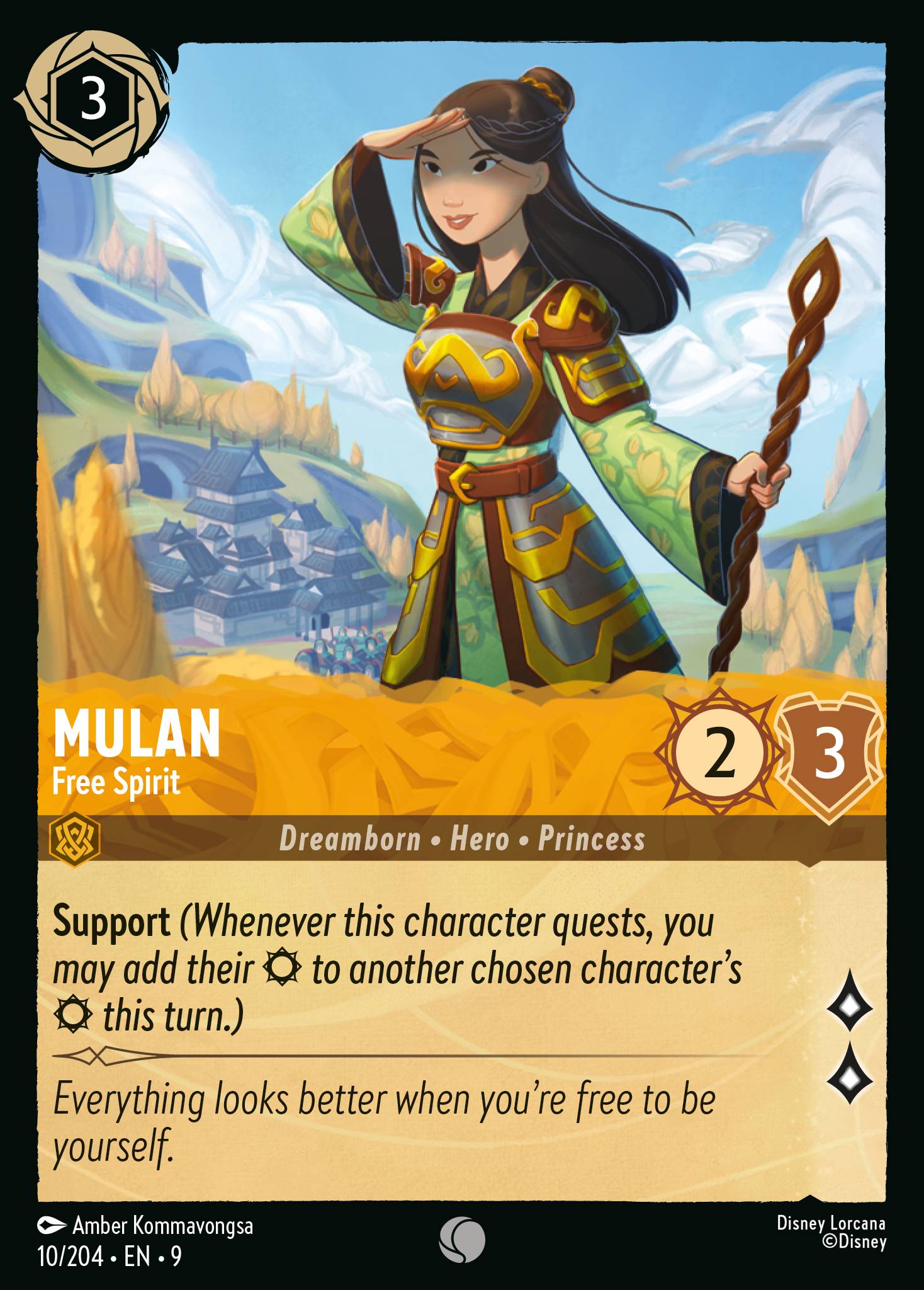 Disney Lorcana Fabled card #10 - Mulan - Free Spirit (Non-Foil)