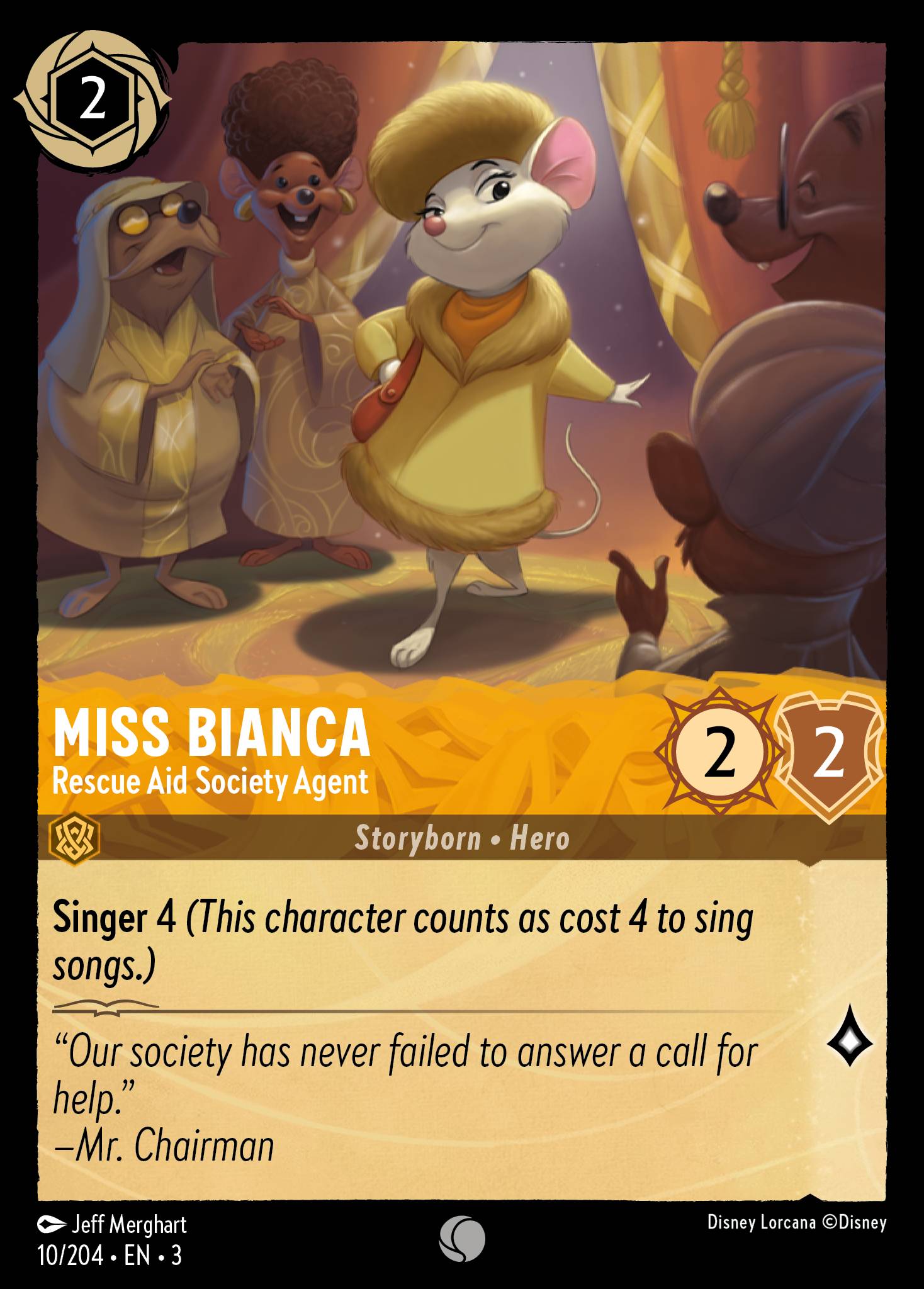 Disney Lorcana Into the Inklands card #10 - Miss Bianca - Rescue Aid Society Agent (Cold Foil)