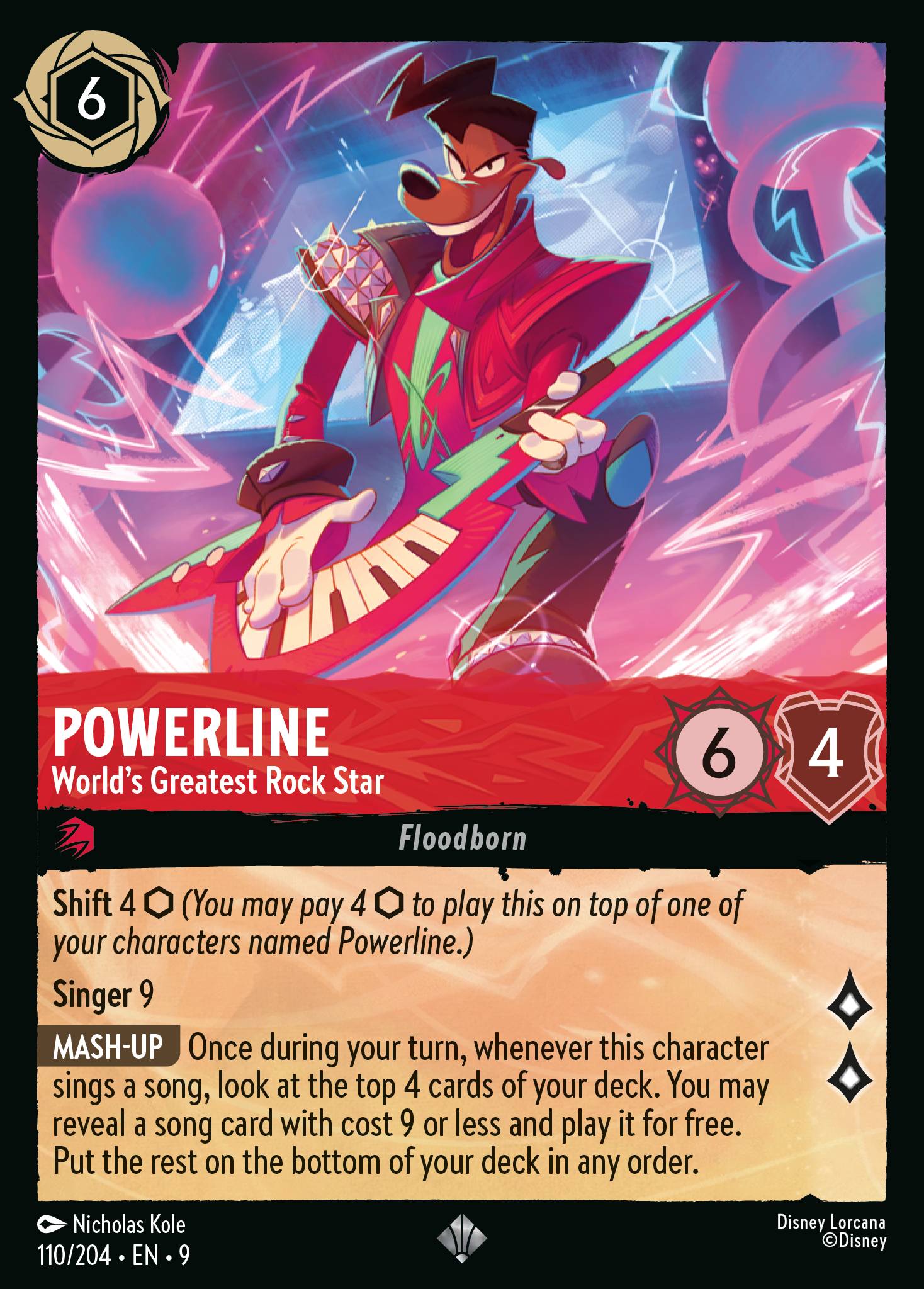 Disney Lorcana Fabled card #110 - Powerline - World's Greatest Rock Star (Non-Foil)