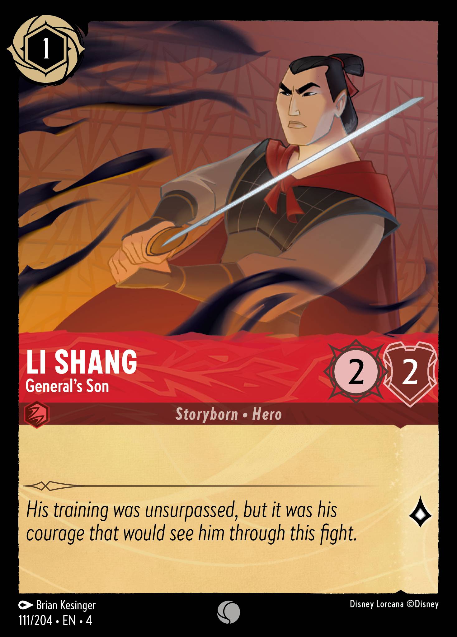 Disney Lorcana Ursula's Return card #111 - Li Shang - General's Son (Cold Foil)
