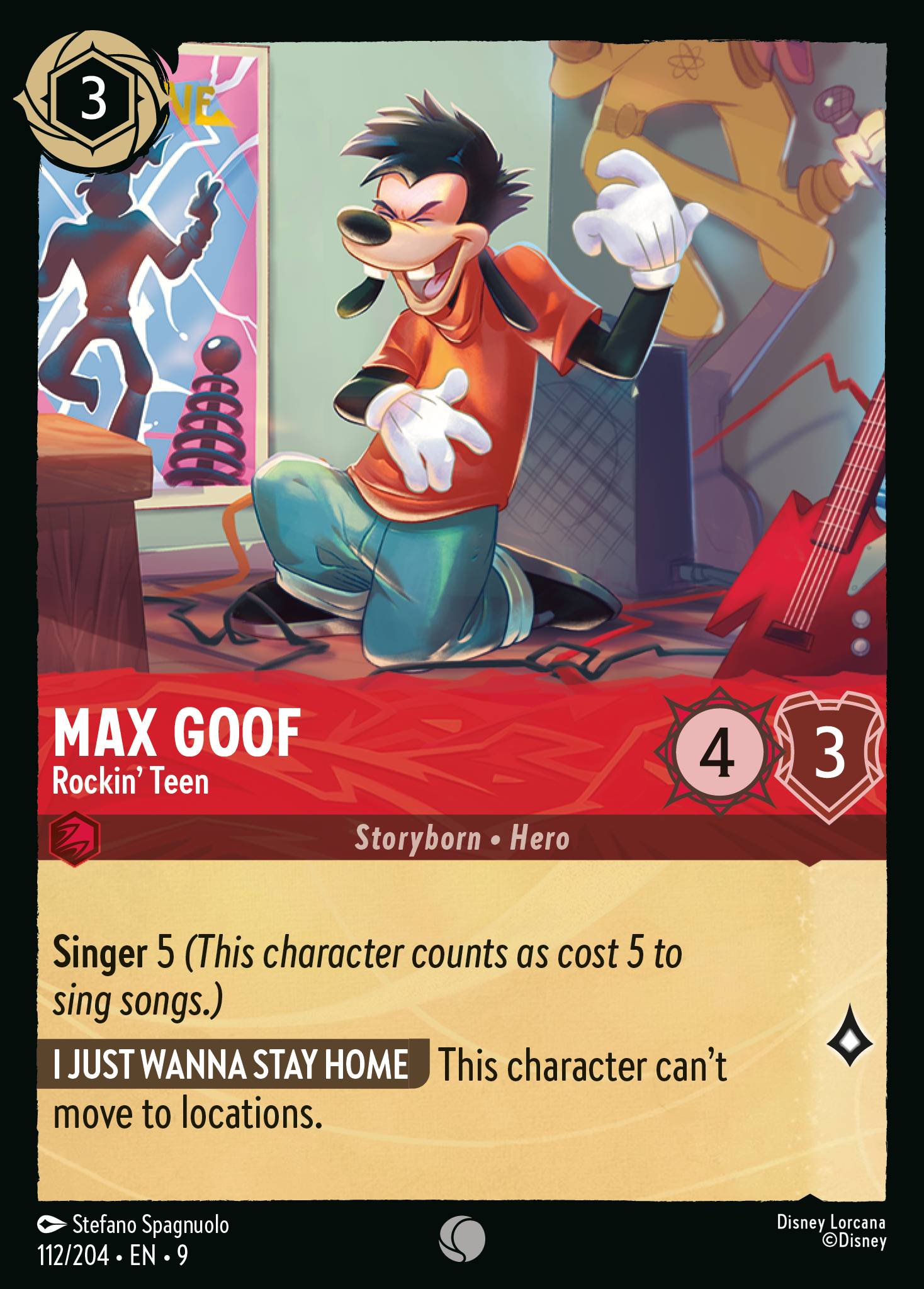 Disney Lorcana Fabled card #112 - Max Goof - Rockin' Teen (Non-Foil)