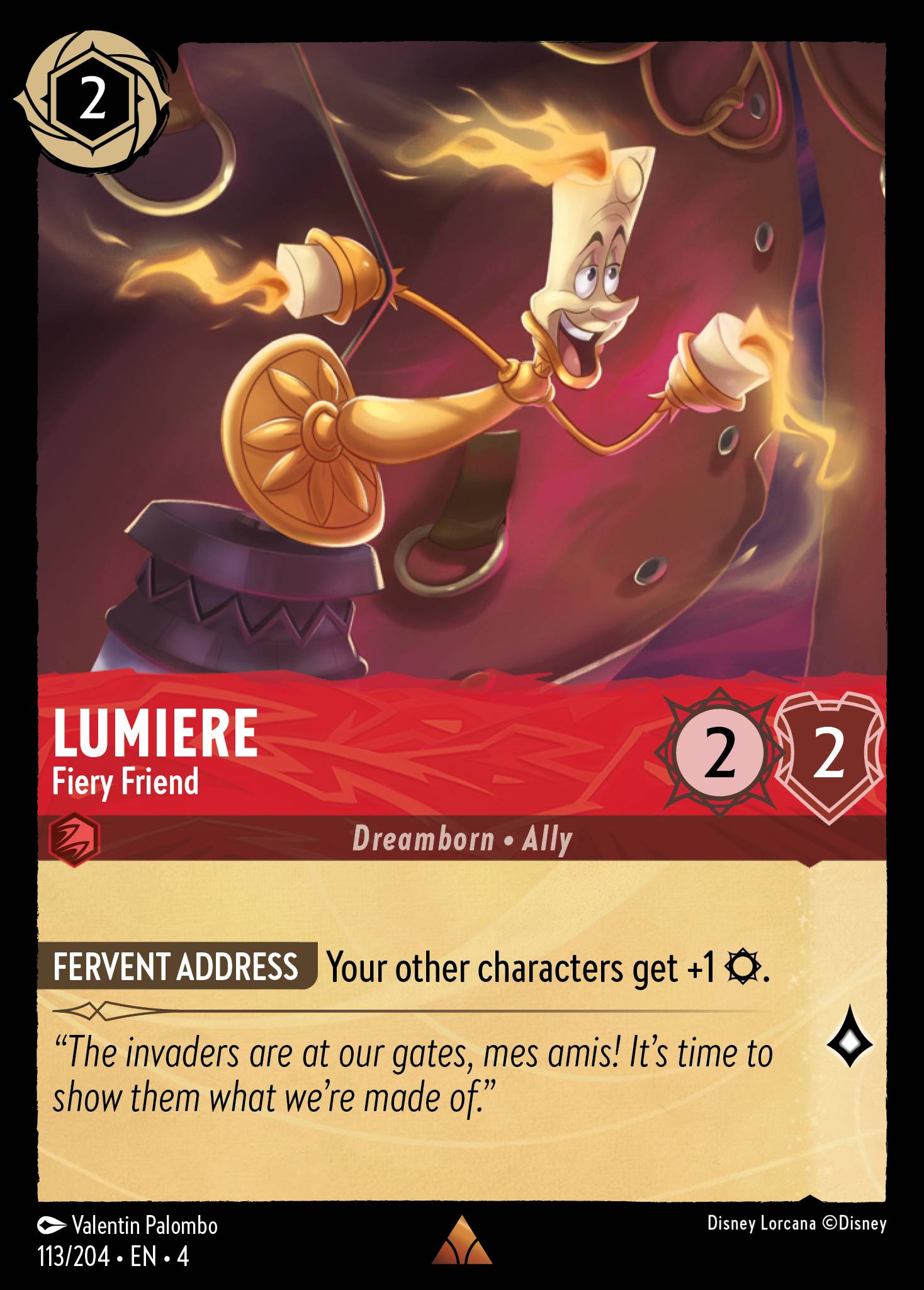 Disney Lorcana Ursula's Return card #113 - Lumiere - Fiery Friend (Cold Foil)