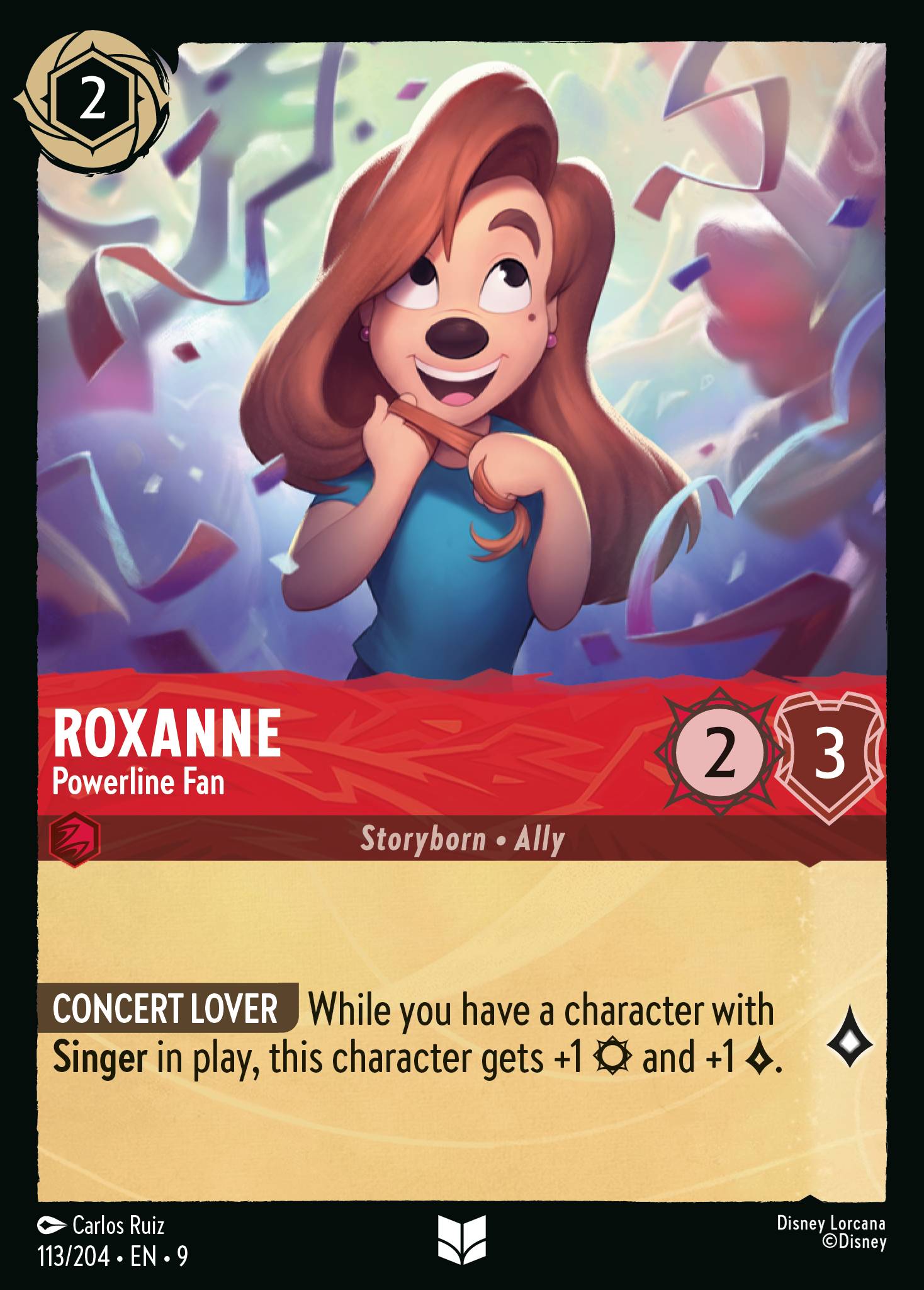 Disney Lorcana Fabled card #113 - Roxanne - Powerline Fan (Non-Foil)