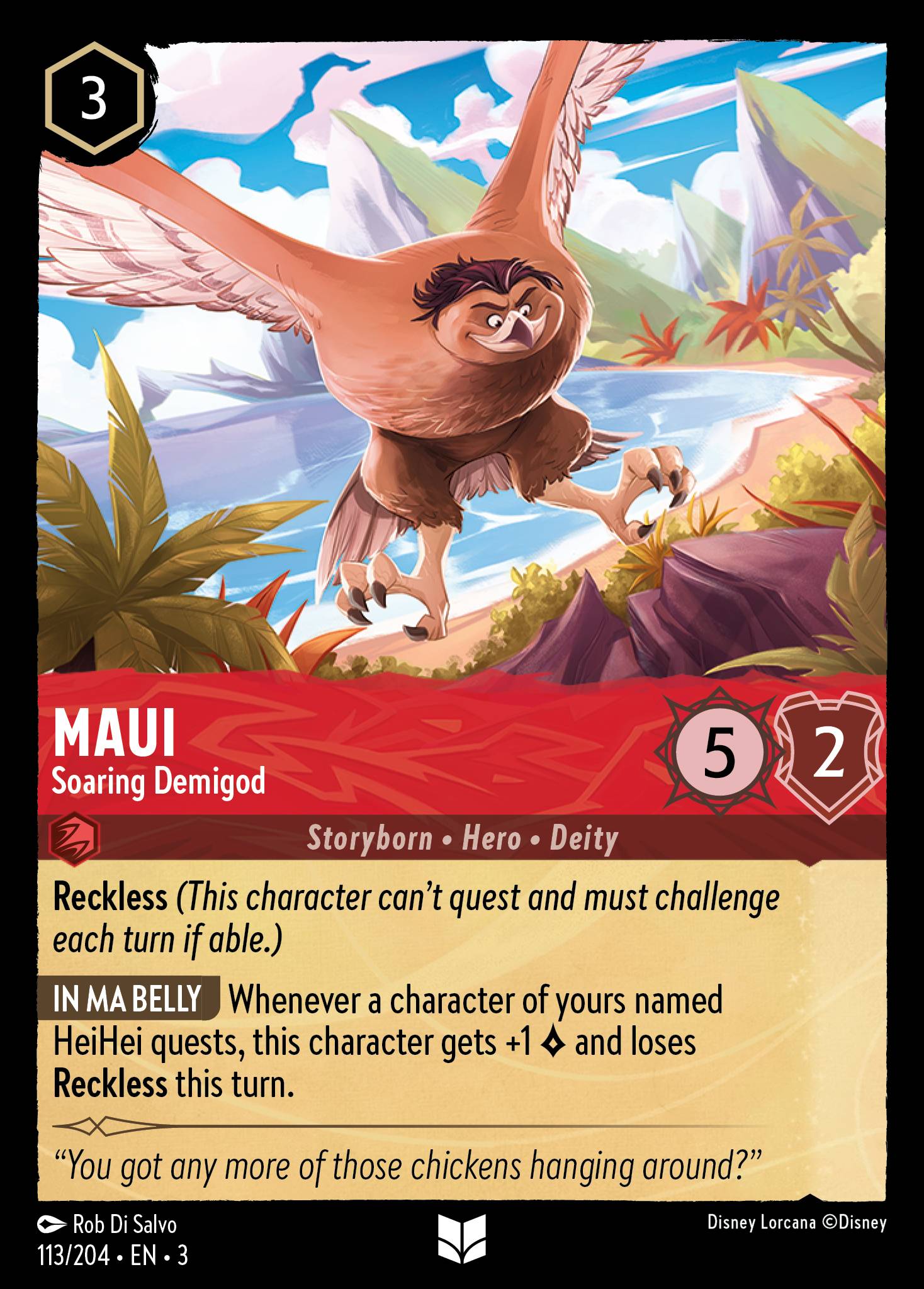 Disney Lorcana Into the Inklands card #113 - Maui - Soaring Demigod (Cold Foil)